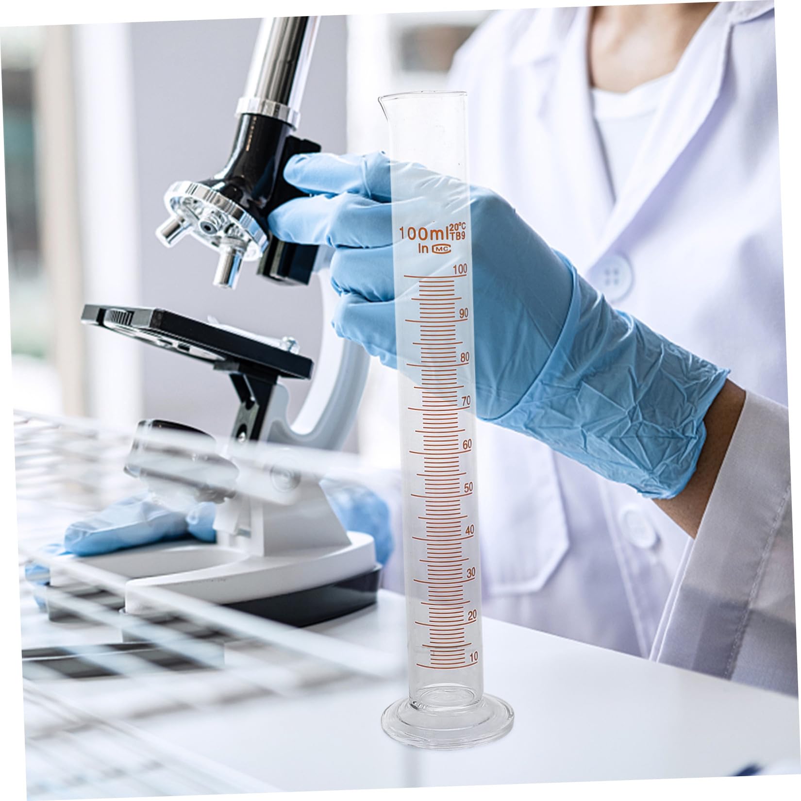 POPETPOP Set 9 Pezzi Vetro da Laboratorio Becher Graduato, Cilindro Graduato in Vetro e Bottiglia Conica, Scala Chiara per Misurazioni Precise, per Esperimenti Scolastici e Chimica