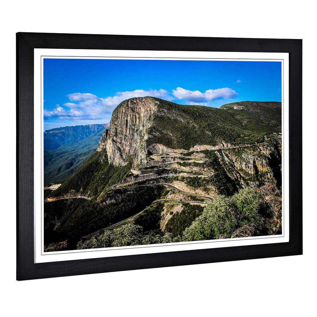 Big Box Art Framed Print of Landscape Angola Mountains (2) Design | Wall Art Picture | Home Decor for Kitchen, Living, Dining Room, Bedroom, Hallway, Office, Black, A2 / 24.5x18 Inch / 62x45cm