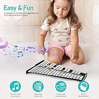 Vista 2 de Kit de percusión de xilófono Glockenspiel de 32 notas con soporte ajustable en altura, baquetas y bolsa de transporte