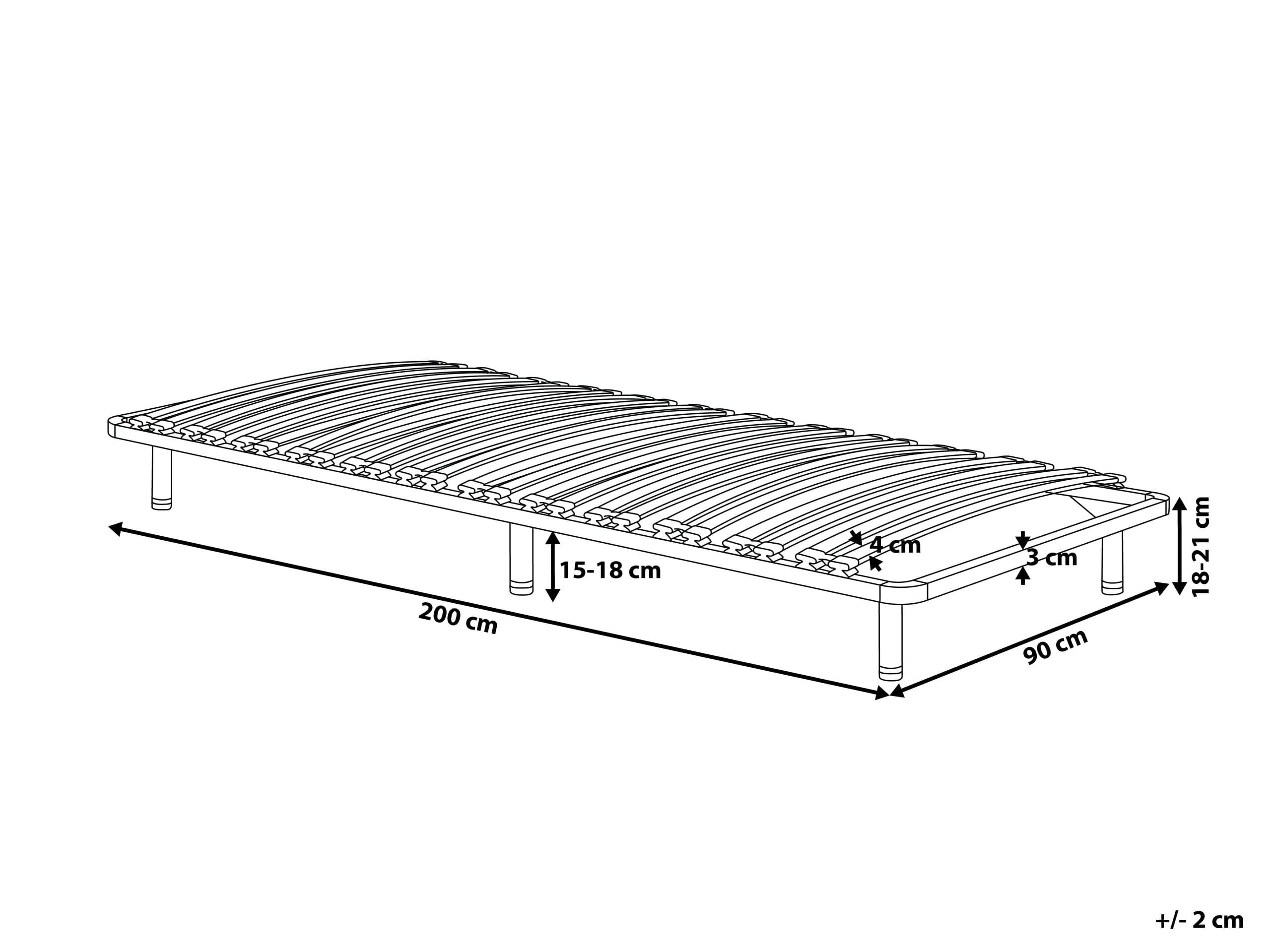Stelaż wolnostojący pod materac drewniany metalowy 90 x 200 cm czarny Combourg