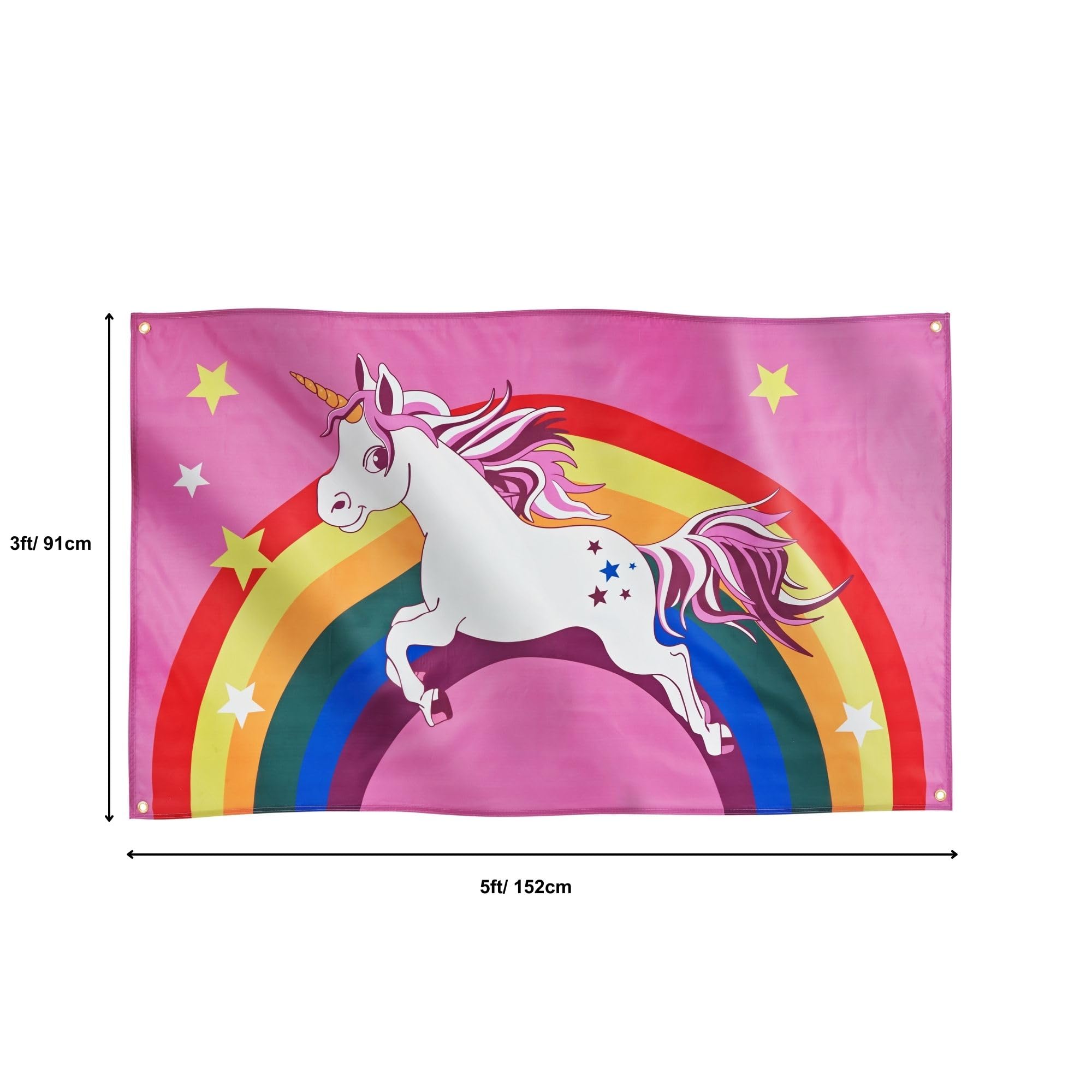Runesol Unicorn Rainbow Flag, 91x152cm, 3ft x 5ft, 4 Grommets, Eyelet In Every Corner, Gay Pride Flag, LGBT+ flag, Pride Flag - Image 2
