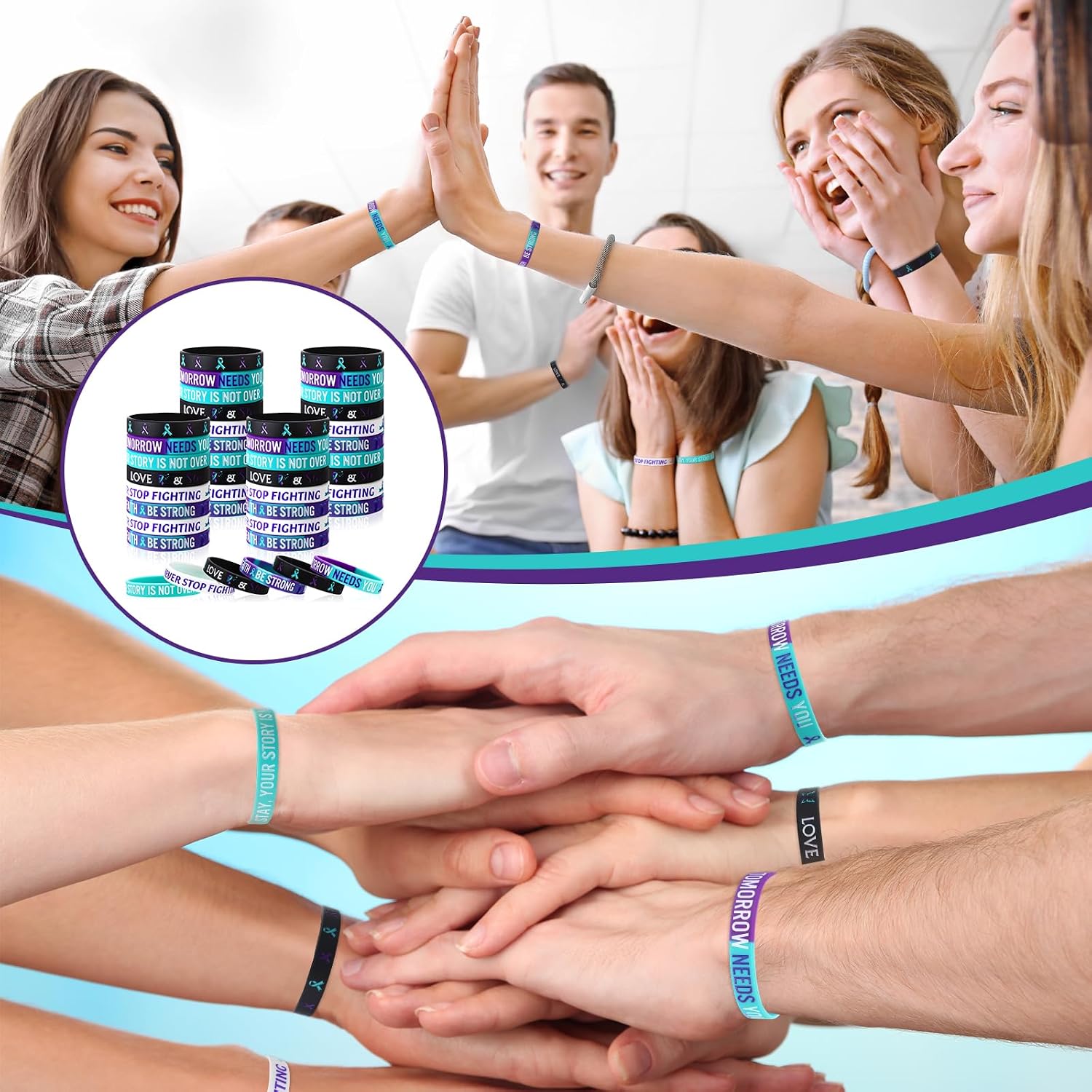 Capoda 120 Pcs Suicide Prevention Awareness Bracelets Bulk