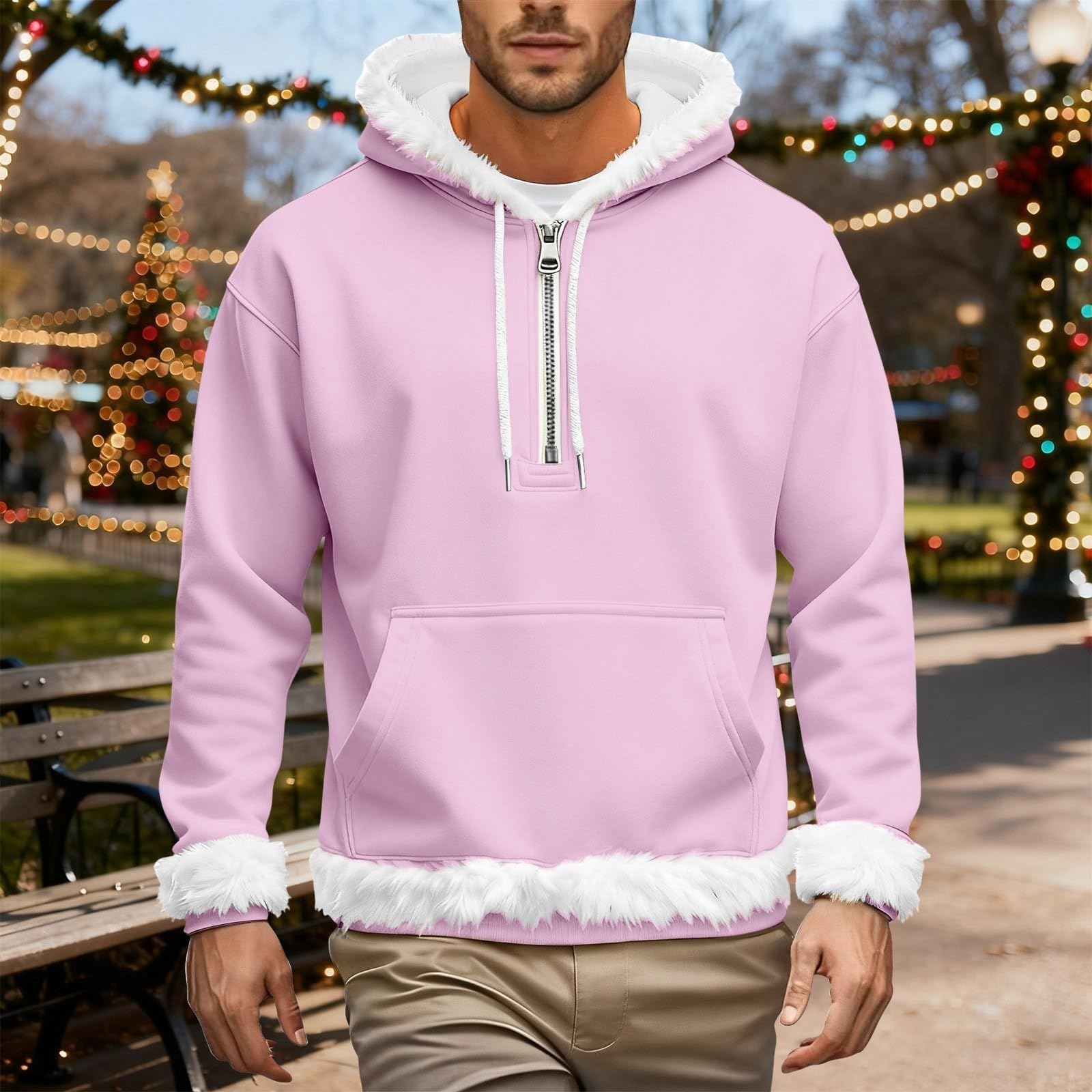 Ropa De Verano Hombre Sudadera con Capucha Y Media Cremallera Color Liso para Otoño E Invierno. Chaqueta Informal Bolsillos. Camisa Roja (Purple, XXL) Camisetas Sin Manga Camiseta