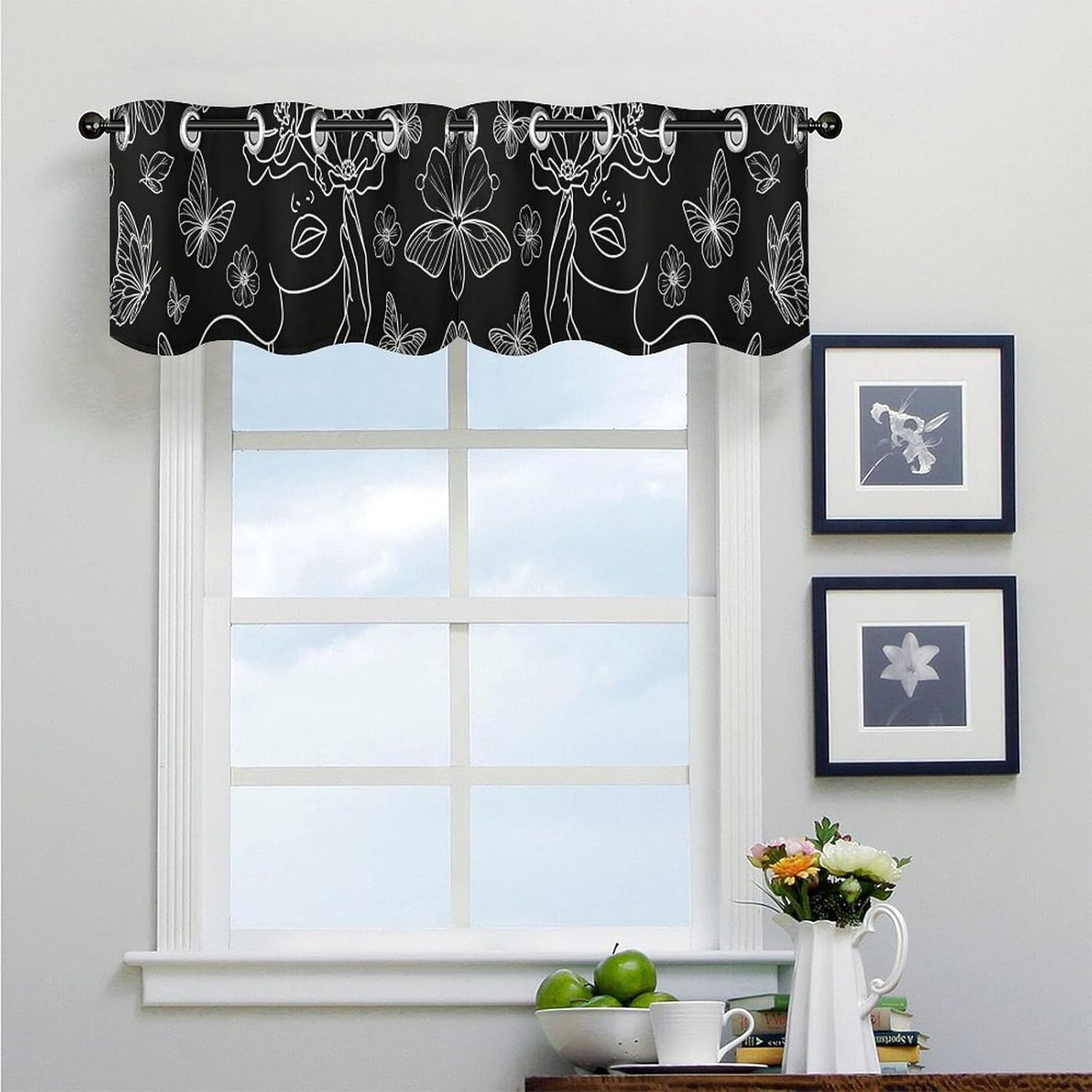 Aesthetic Black Valance Curtain Blackout Valances image 4