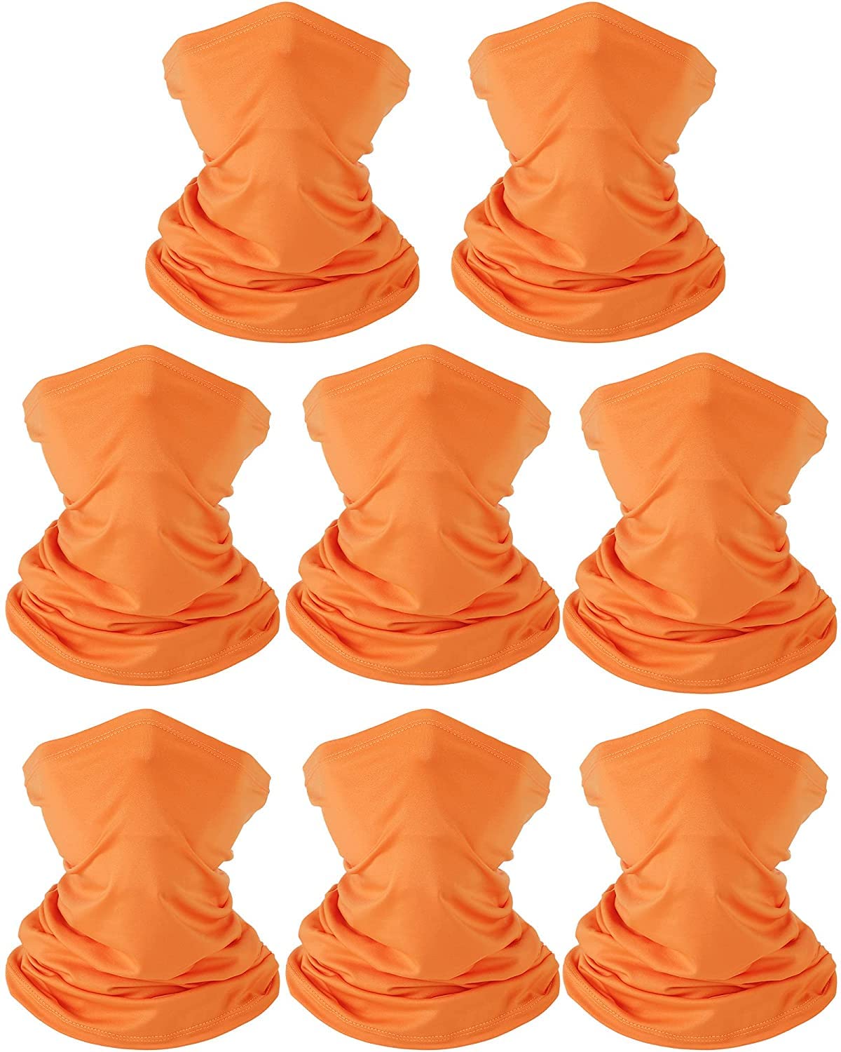 KETKARUnisex Plain Solid 9 in 1 Multi Purpose Headwrap Bandana Neck Wrap and Cover_Free Size(Pack Of 08,Orange)