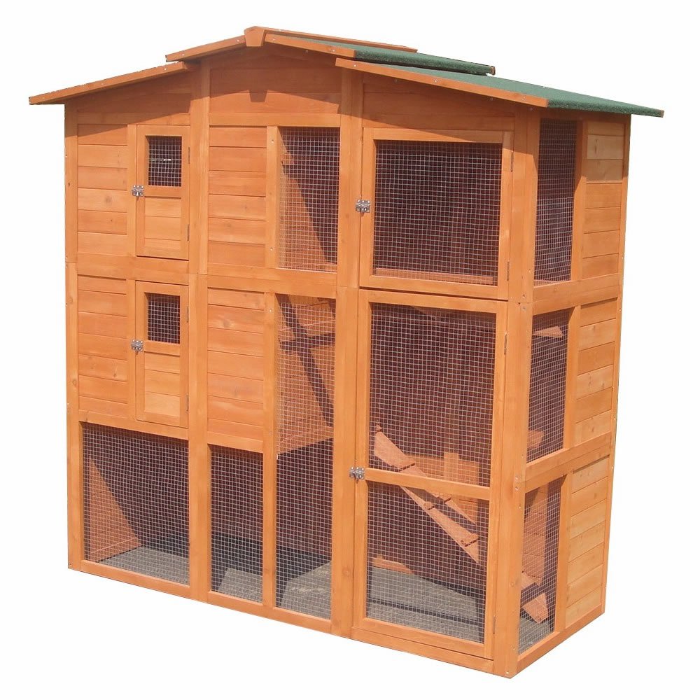 Melko Gallinero XXL de madera con cercado libre, 171 x 166 x 80 cm, incluye 4 nidos + puerta corredera