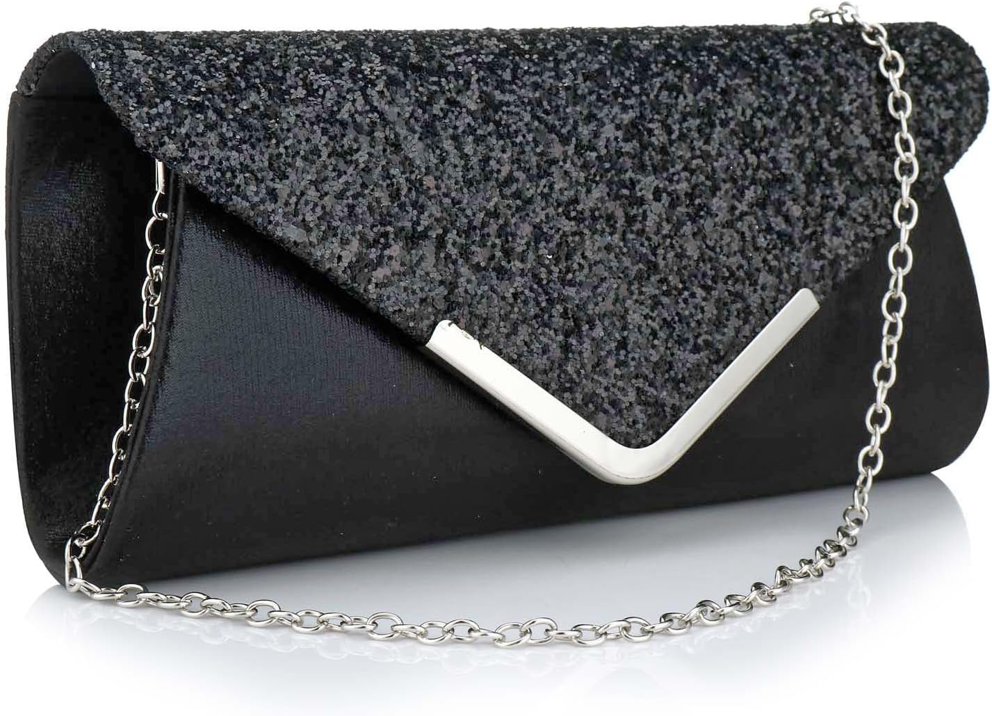 Women Glitter Sequins Envelope Evening Bag Handbag Party Bridal Clutch Purse