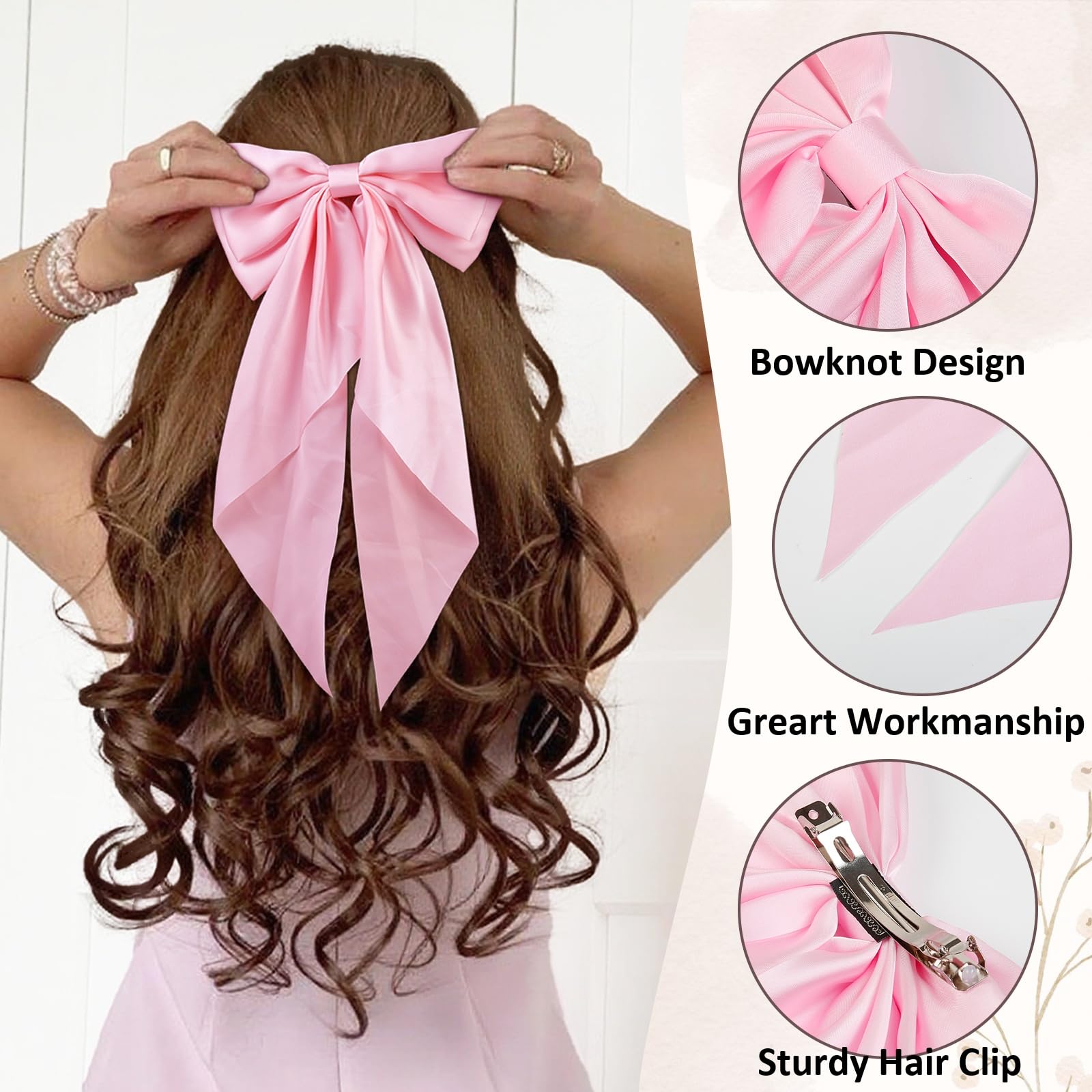 Amazon.com : Pink Hair Bows for Women Girls Hair Accessories for