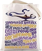 Vista 1 de LEVLO Aladdin Bolsa de lona musical Jasmine Broadway para fanáticos musicales, regalo de lámpara genio, bolsa reutilizable