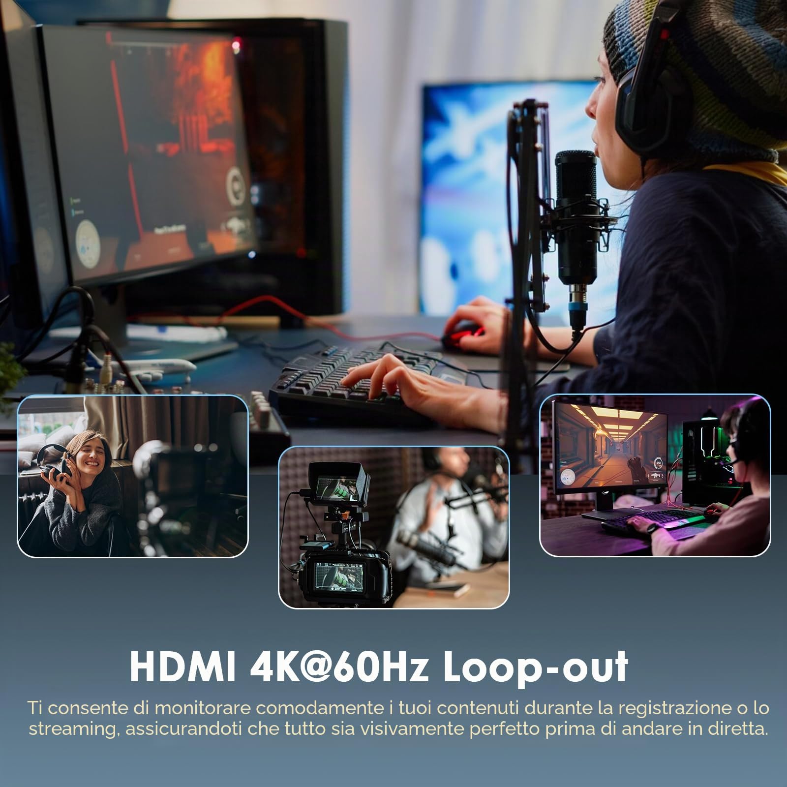 WAVLINK Scheda di registrazione video HDMI 4K, scheda di registrazione video HDMI per streaming live e giochi, latenza estremamente bassa, supporto VRR, plug-and-play, funziona con