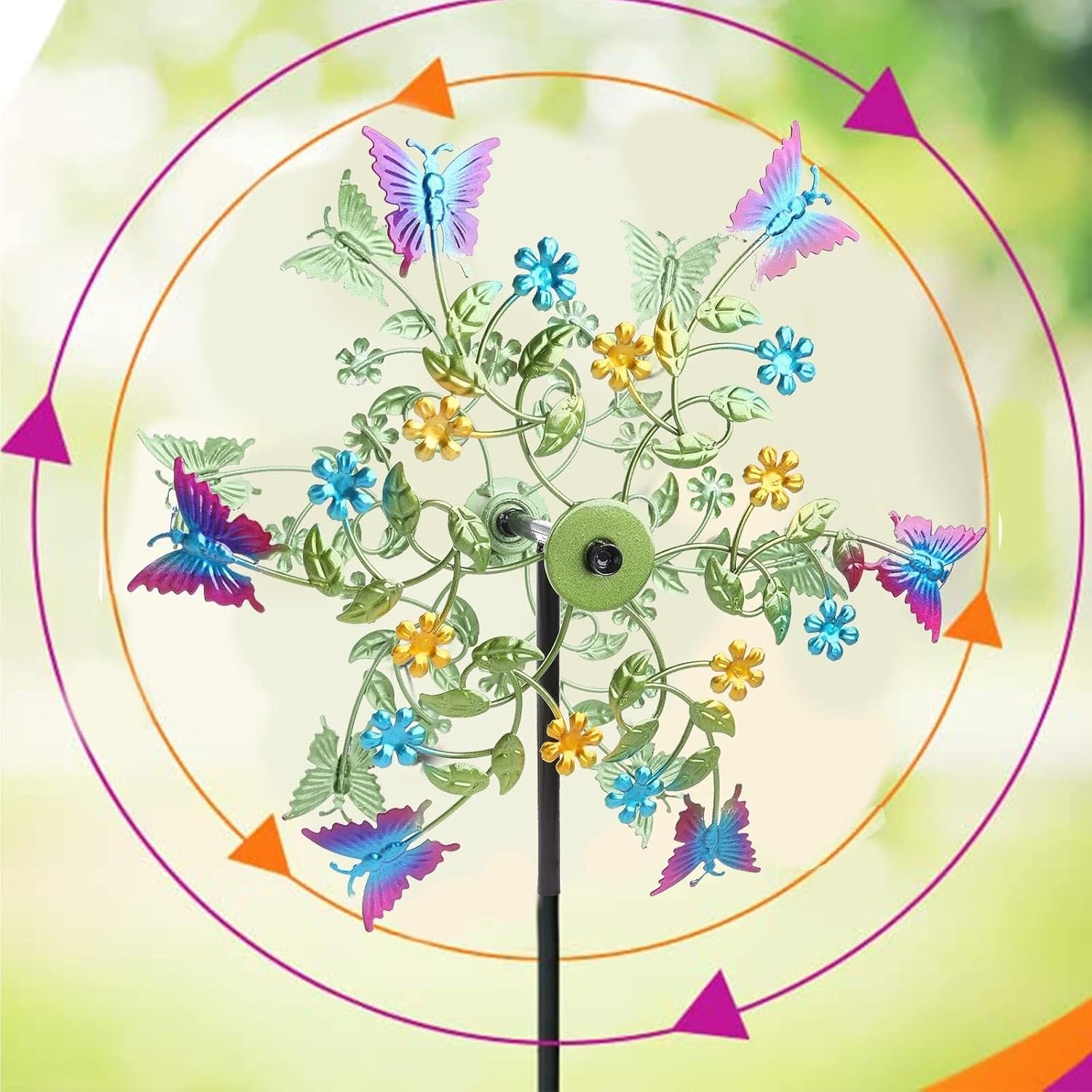 Usoway Iron Colorful for Wind Spinner Stakes Patio Windmill Courtyard Garden Decoration Outdoor Accessories Garden Windmill Windmill Decorations for Home Metal Windmills for The Yard Metal, 665599