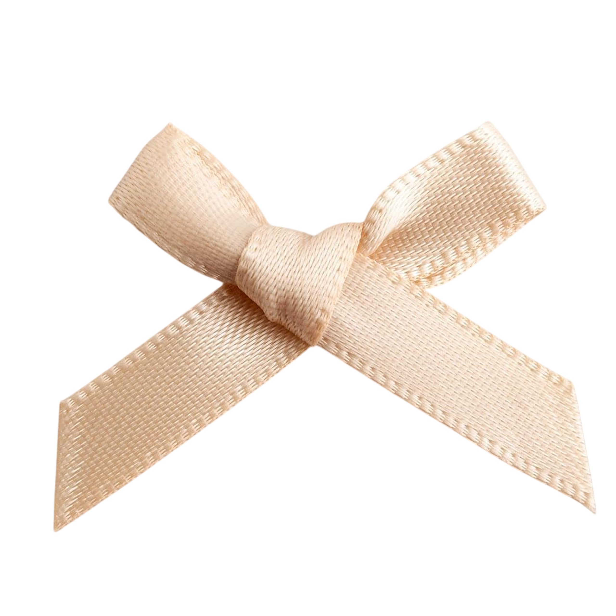 Italian Options Mini Satin Ribbon Bows, Small Bow Decorations for Crafts, Gifts, Hampers, Hair Bow, Wedding Stationery, Floristry, Christmas, Cakes, Crafting, Champagne, 100 Pack, 3 cm — image 1