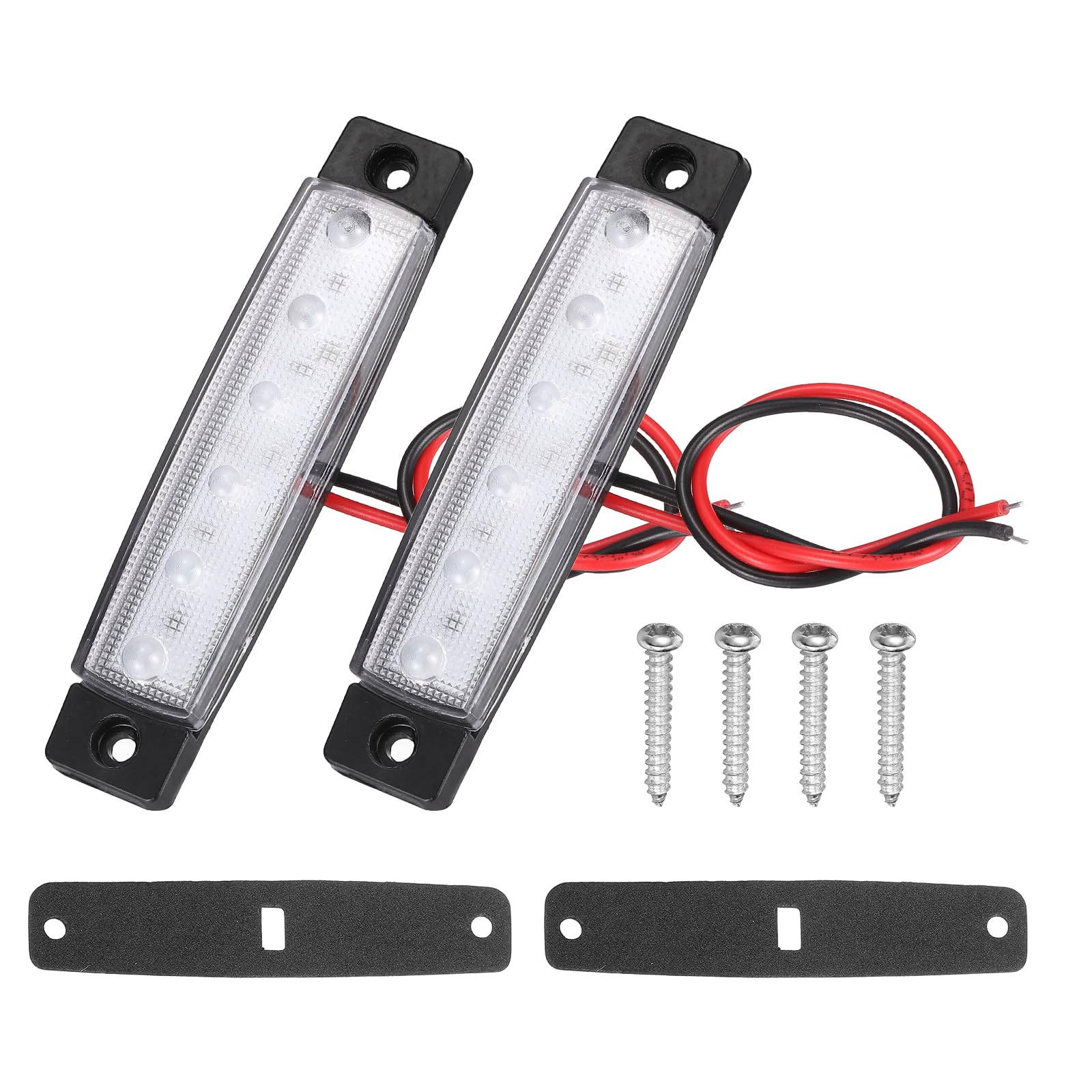 sourcing map 2Pack Navigation Lights for Boats LED, 12V/24V Red Boat Interior Lights Waterproof Clearance Stern Lamp for Kayak, Yacht, Truck, Lorry, Deck, Transparent Plastic Housing โ image 1