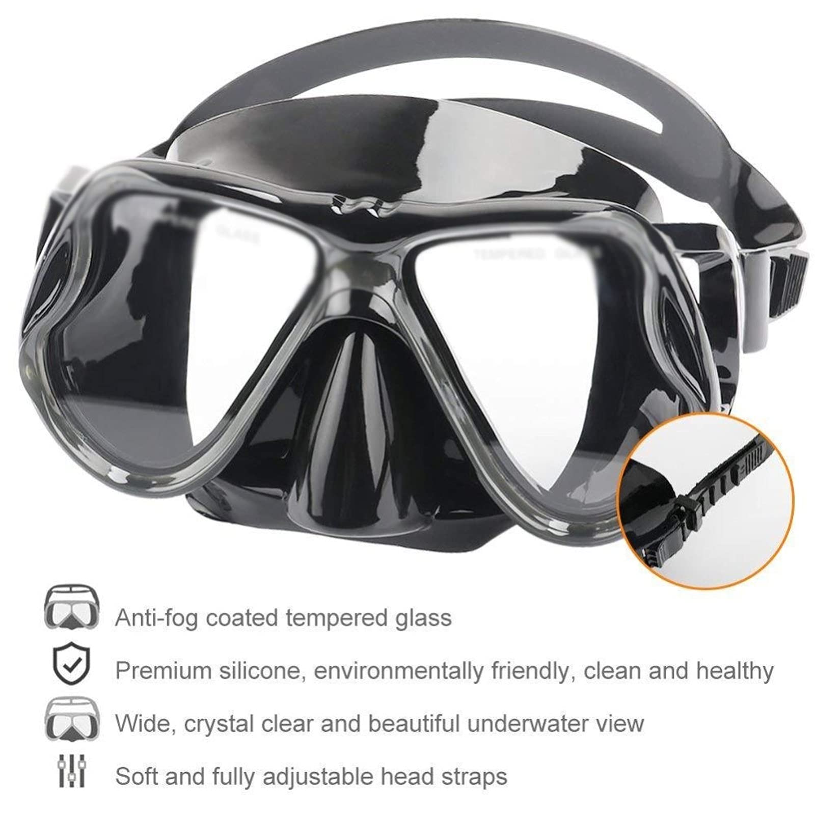 Flipper - Maschera professionale per immersioni subacquee, per adulti, con pinne e pinne per respirazione libera, set con pinne e pinne
