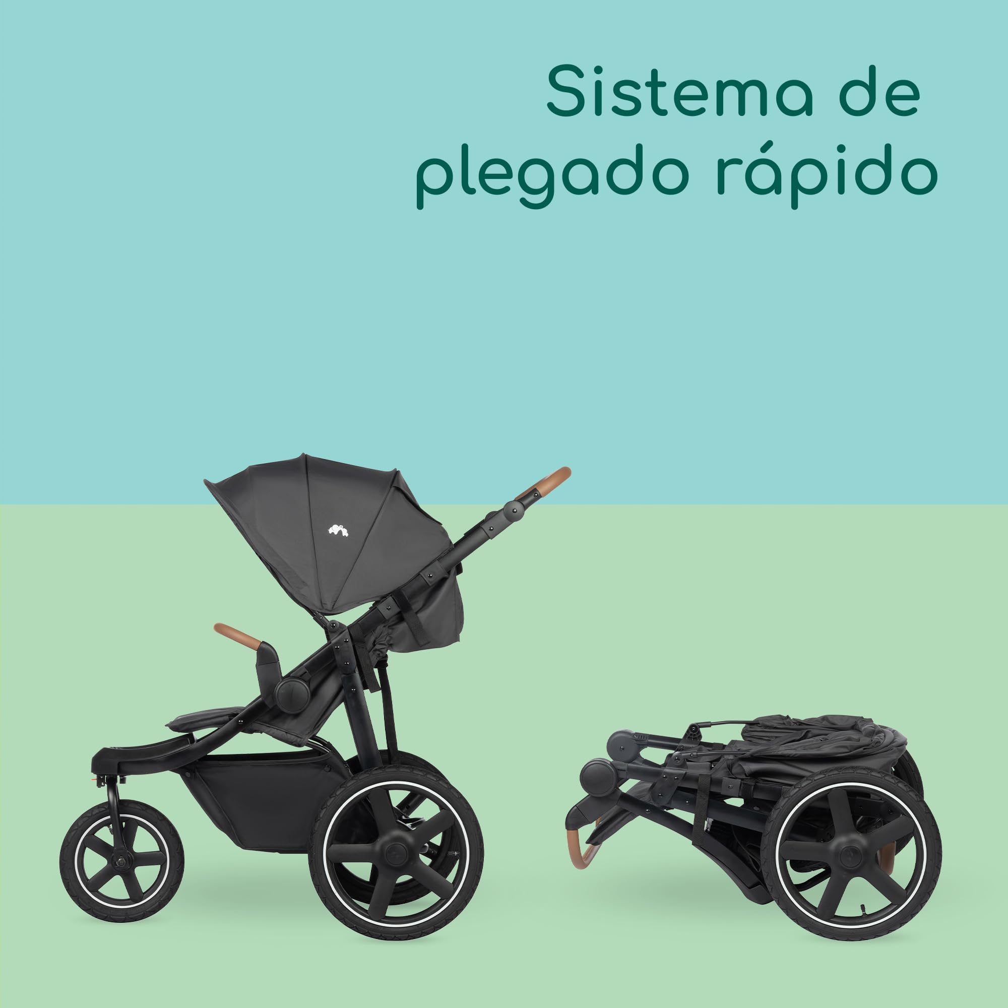 Bebeconfort Cloudy, Silla de paseo todoterreno, 0-4 años(máx.22 kg), Silla Paseo Bebe Reclinable, Plegado Rápido, 3 Grandes Ruedas, Manillar Ajustable, Amplia Cesta Almacenamiento, Mineral Graphite