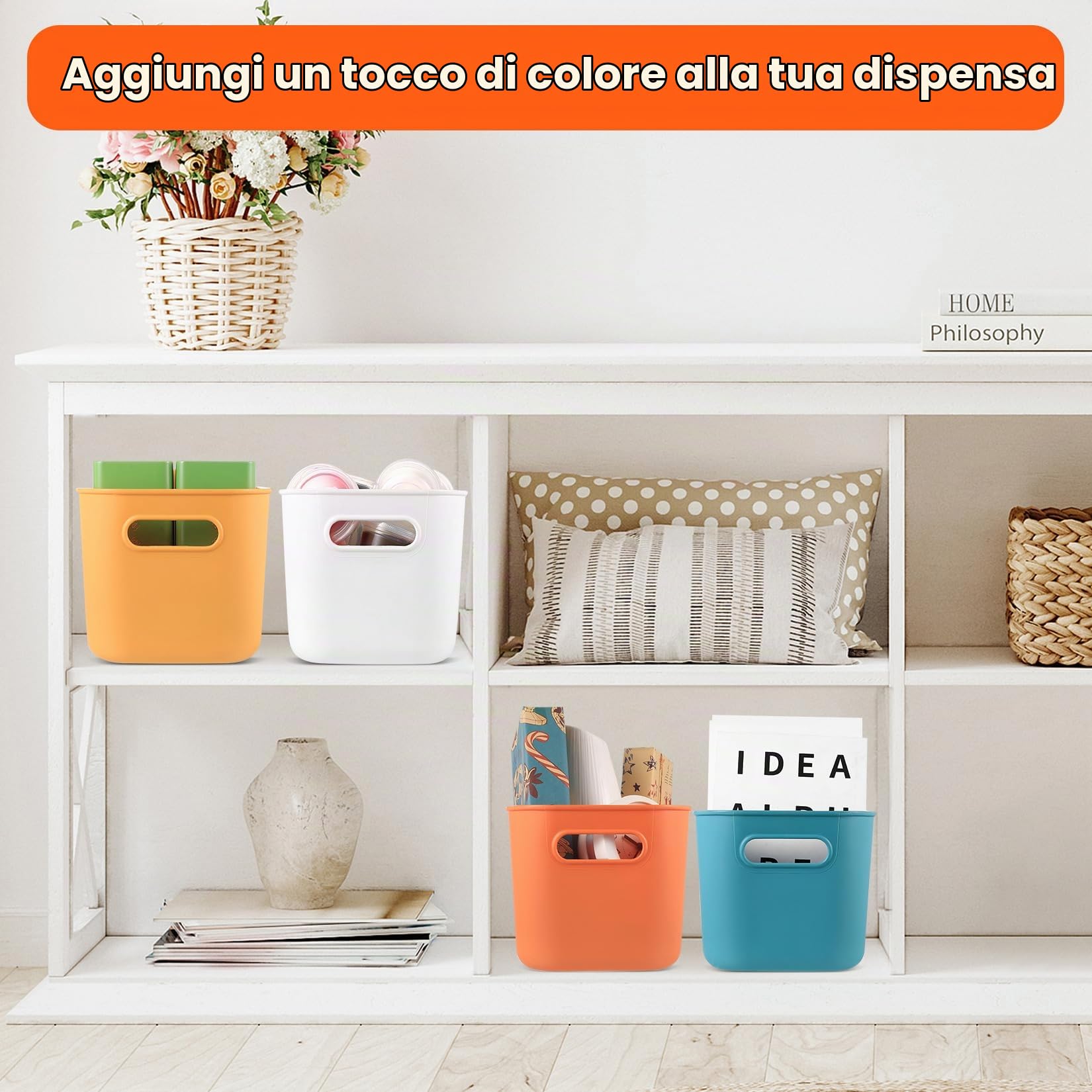 4 Pz Scatole Plastica con Coperchio,Piccole Scatole Portaoggetti con Coperchio, Scatola Portaoggetti Cestini Contenitori Plastica con Coperchios,Contenitori per Armadio Cucina Bagno,24,5x17,5x16cm