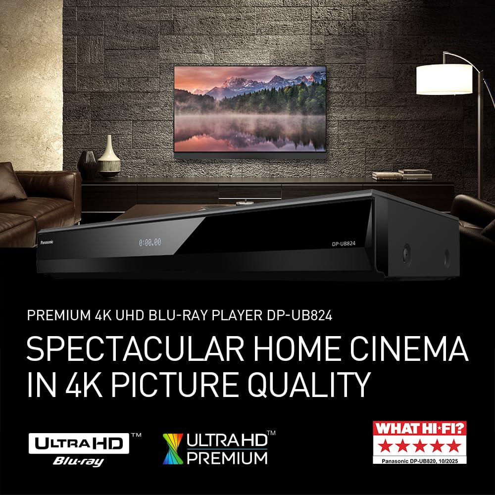 Panasonic DP-UB824AGK sw Blu-ray Player 4K,HDR10+,Dolby Vision,HCX Prozessor 1 (DP-UB824AGK)