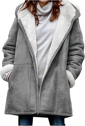 Outfit for Women Winter Fall Long Sleeve Velour Thermal Fuzzy Hooded Jacket Hood Windbreaker Outfit Women 2025