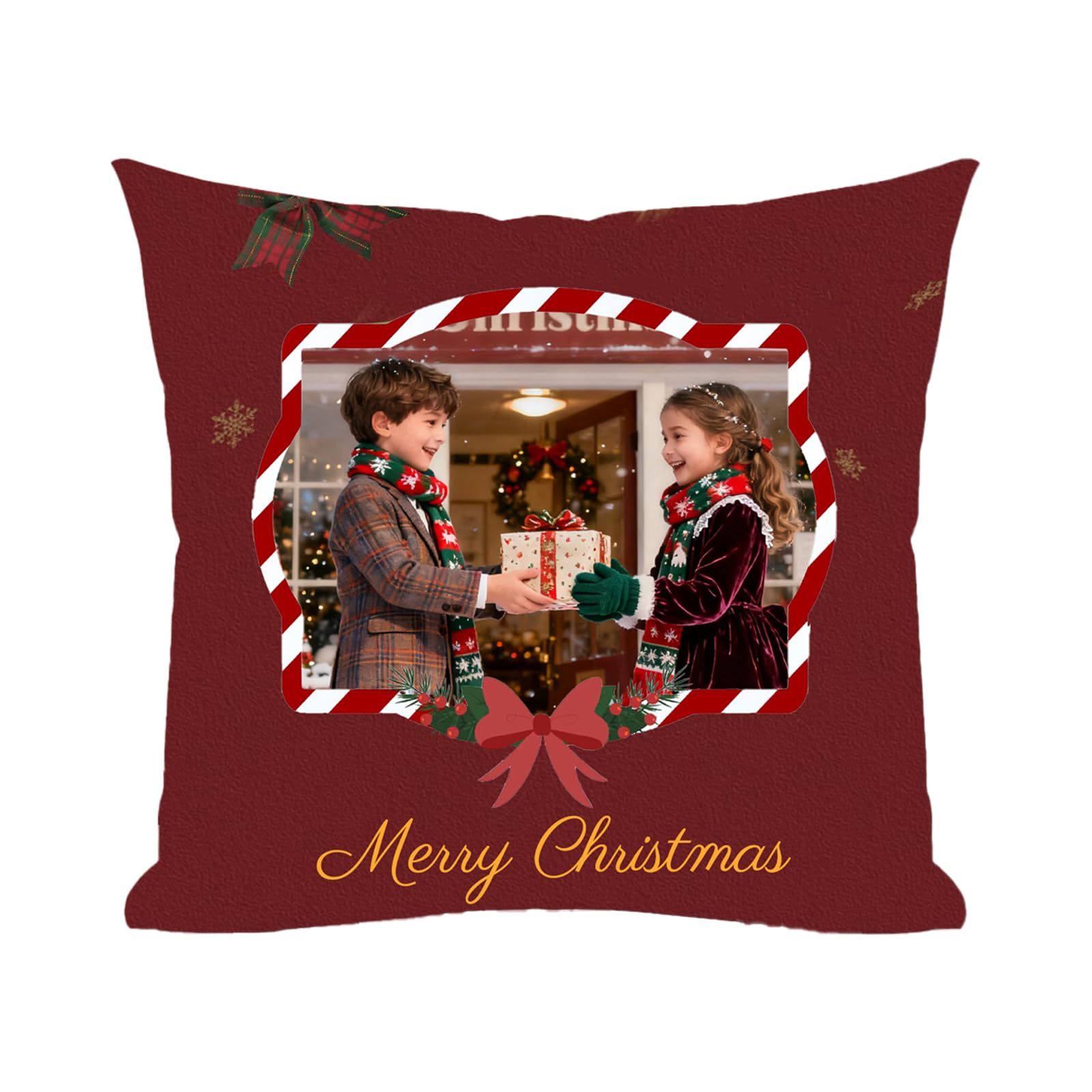 Umitive Personalised Christmas Pillows with Photo, Custom for women/men/family, Removable Cover with or Without Insert, Multiple Sizes (Style A)