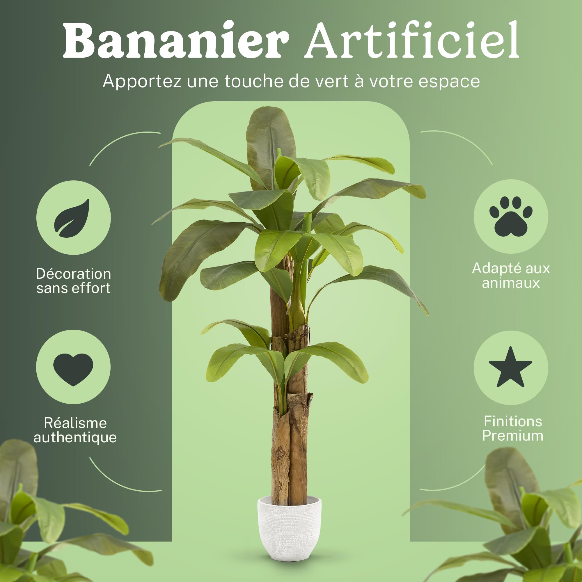 MAIA SHOP Bananier Artificiel 210 cm - Faux Arbre d'Intérieur