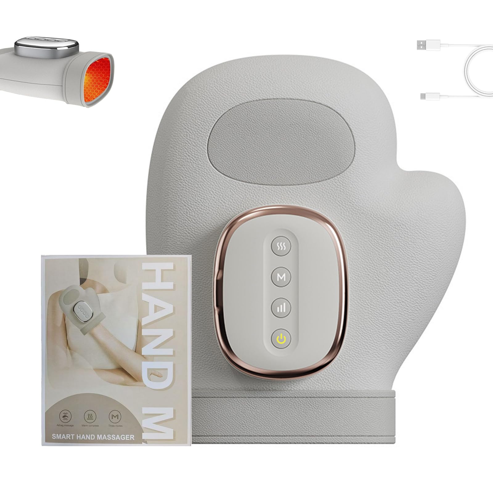 Guante terapéutico Alivura - Alivio instantáneo, compresión de aire manual y masajeador de terapia de calor, masajeador de manos inalámbricos para artritis y túnel carpiano, 3 masajes (1pcs)