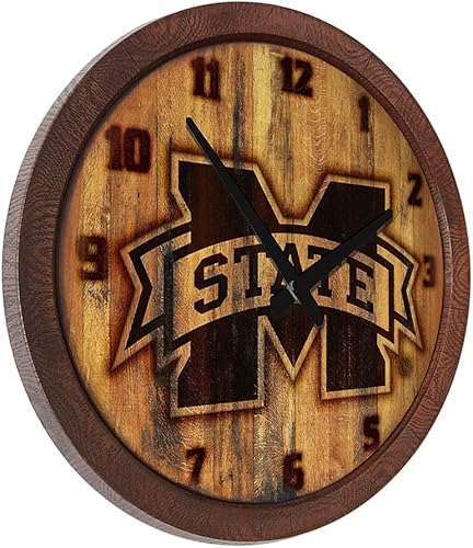 Miniatura 374 de The Fan-Brand NCAA Oklahoma Sooners: Faux Barrel Top Wall Clock Sports Team Bar Sign Décor - Home Man Cave, Party Decoration - Made On Demand