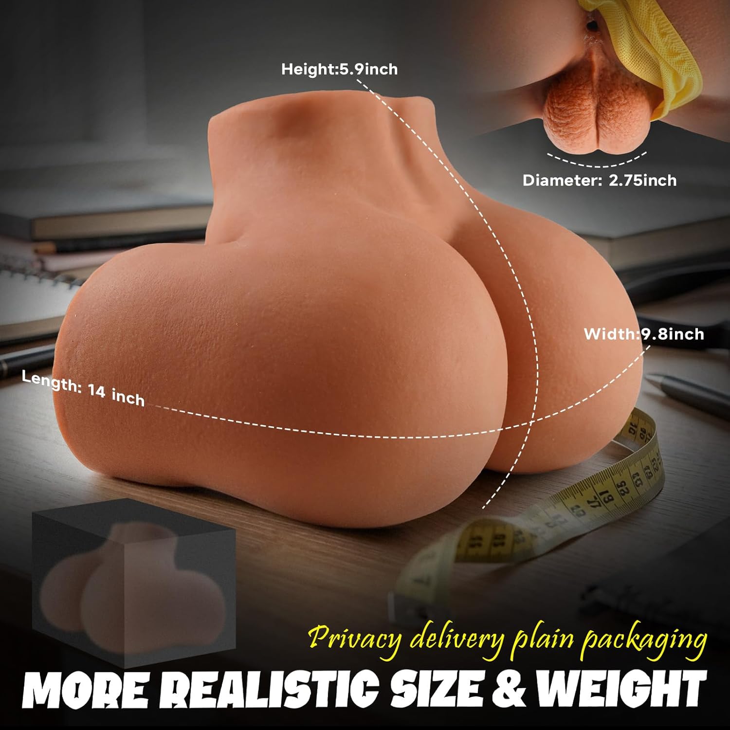 BIG SHOCKED Gay Sex Toys 12LB Male Sex Doll with Heavy Balls & Perky Butt, Gay Sex Doll Ass Toy for Male Anal Masturbator, Fleshy Texture Ass Sex Toys for Gay Men