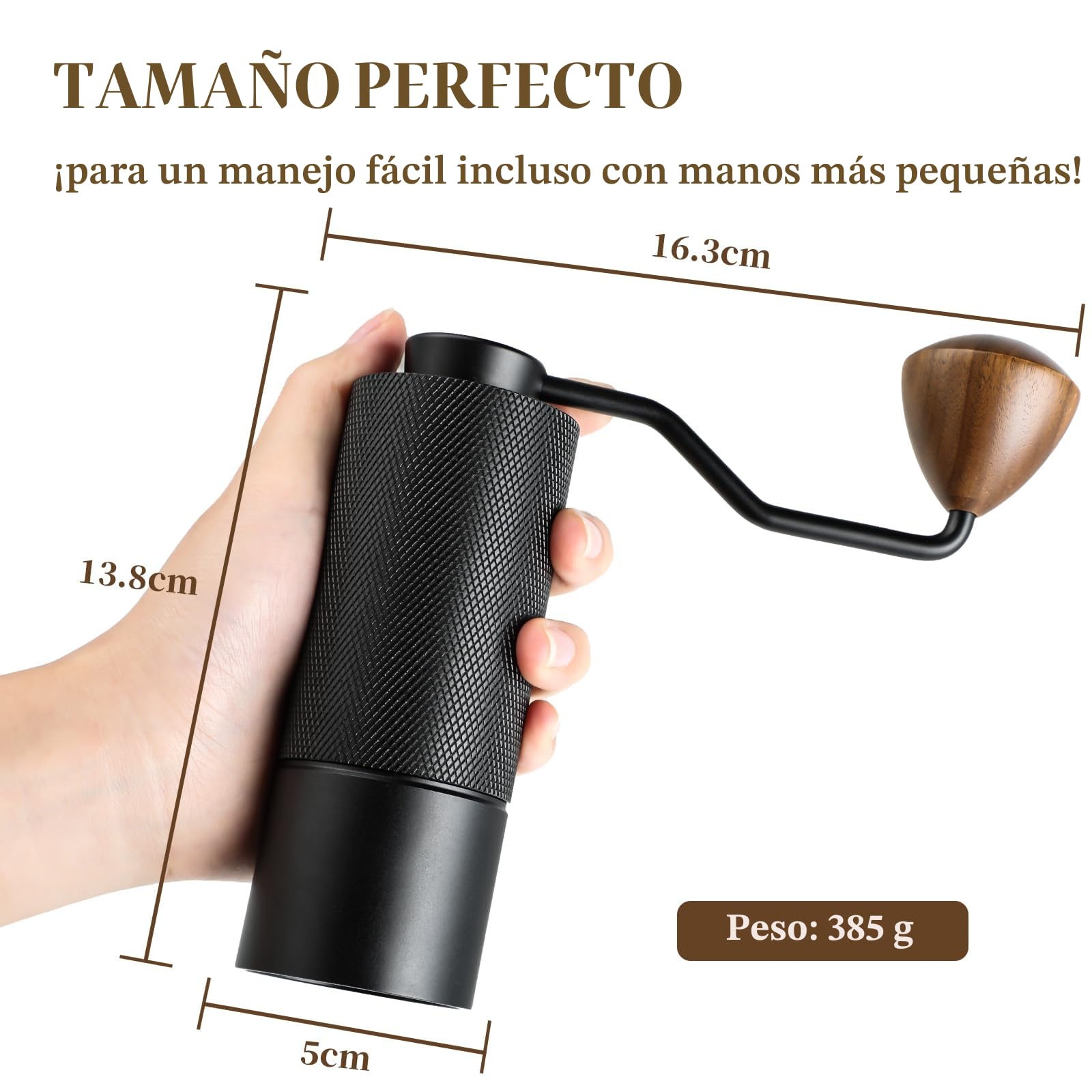 Molinillo de café manual, molinillo de café manual con rebaba cónica de acero inoxidable, molinillo de café de mano portátil y pequeño molinillo de granos de café para espresso a prensa