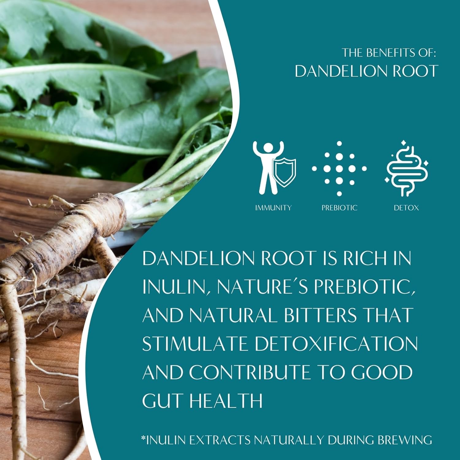 Teeccino Dandelion Coconut Tea - Caffeine Free, Roasted Herbal Tea with Prebiotics, 3x More Herbs than Regular Tea Bags, Gluten Free - 25 Tea Bags - Image 4