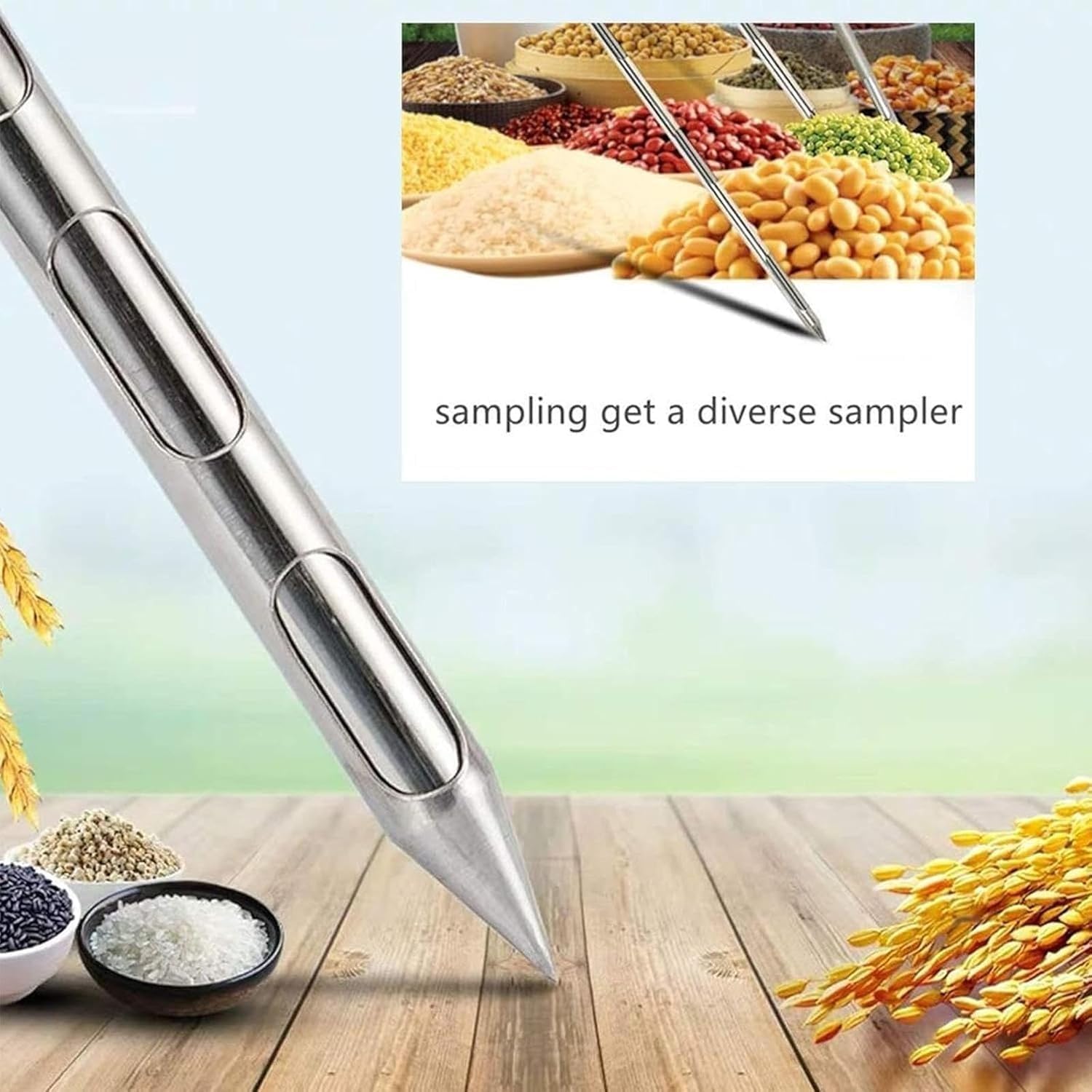 Muestreador De Sonda De Grano Muestra Sólida De Acero Inoxidable Muestreador De Agricultura Fertilizante De Cemento Muestreador De Ranura Para Sonda De Muestreo Sólido(diámetro 25 mm(Size:1.5m/4.9ft)