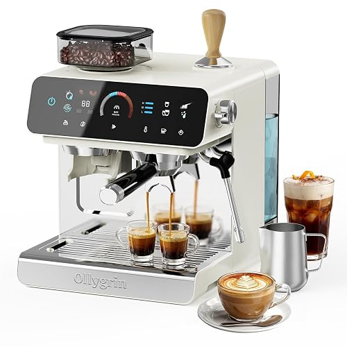 Ollygrin Semi-Automatic Espresso Machine with Grinder, 2-in-1 Coffee Machiner with