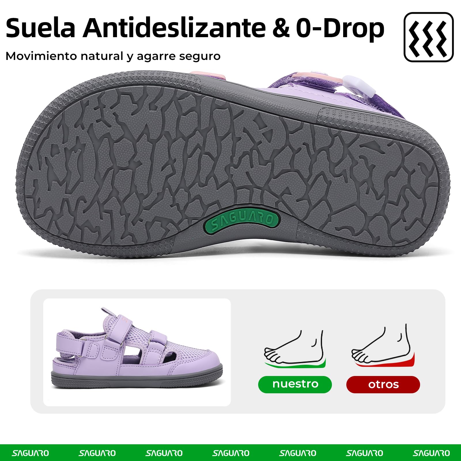 SAGUARO Sandalias Barefoot Niños con Puntera Cerrada Zapatillas de Verano Ligeras Transpirables- Diario, Colegio & Tiempo Libre, 25-36 EU — view 6