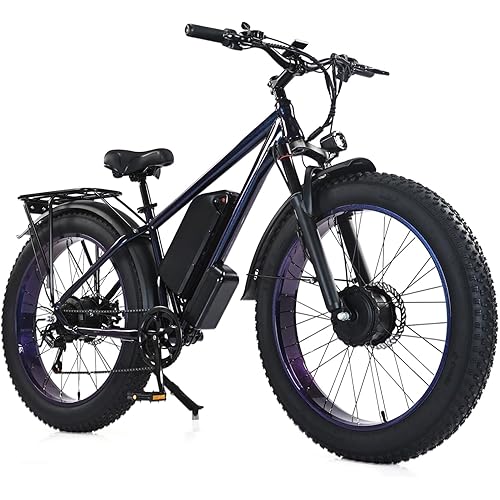 Nothing burger Dual Motor Ebike Changebale Color, 2000W Electric bike for Adults 30MPH, 26*4” All Terrain Fat Tire Adult Electric Bicycles 7 Speed, Dual Suspension and LCD Display