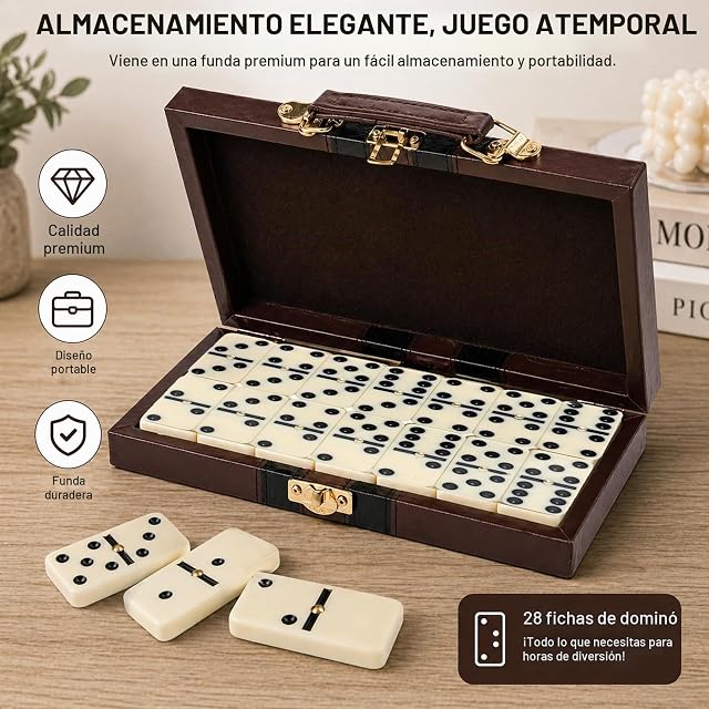 Foto 5 de 7 de ZHITENG 28 Piezas Domino Juego de Mesa, Tradicional de Dominó de Dominó