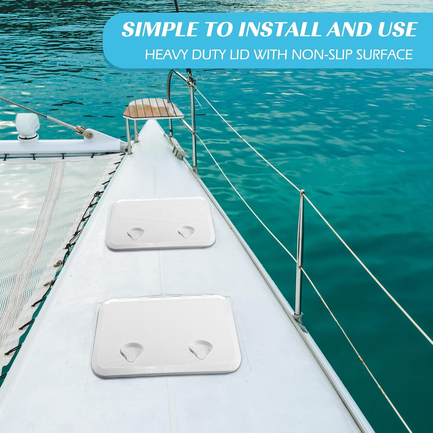 2 Pcs Marine Boat Deck Hatch Boat Access Hatch & Lid, 180 Hinge Strong Recessed Handle for Marine Yacht Rv Truck Vent Accessories, Easy to Install
