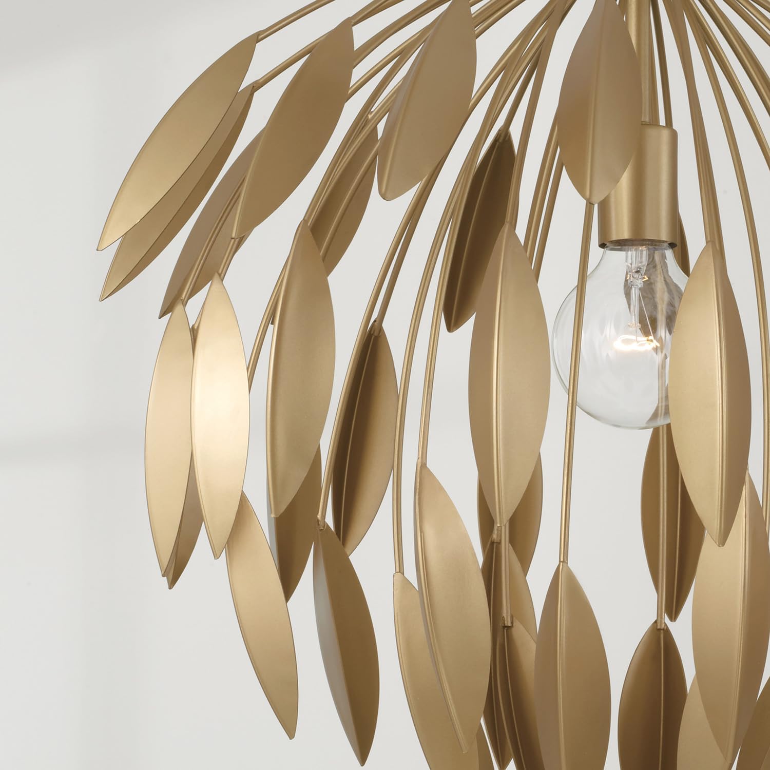 Capital Lighting 351811GF Margeaux Artisan Nature Garden-Inspired Cascading Leaves Convertible Dual Mount Pendant/Semi Flush Ceiling Light, 1-Light 100 Watt, 12" H x 14" W, Buffed Gold