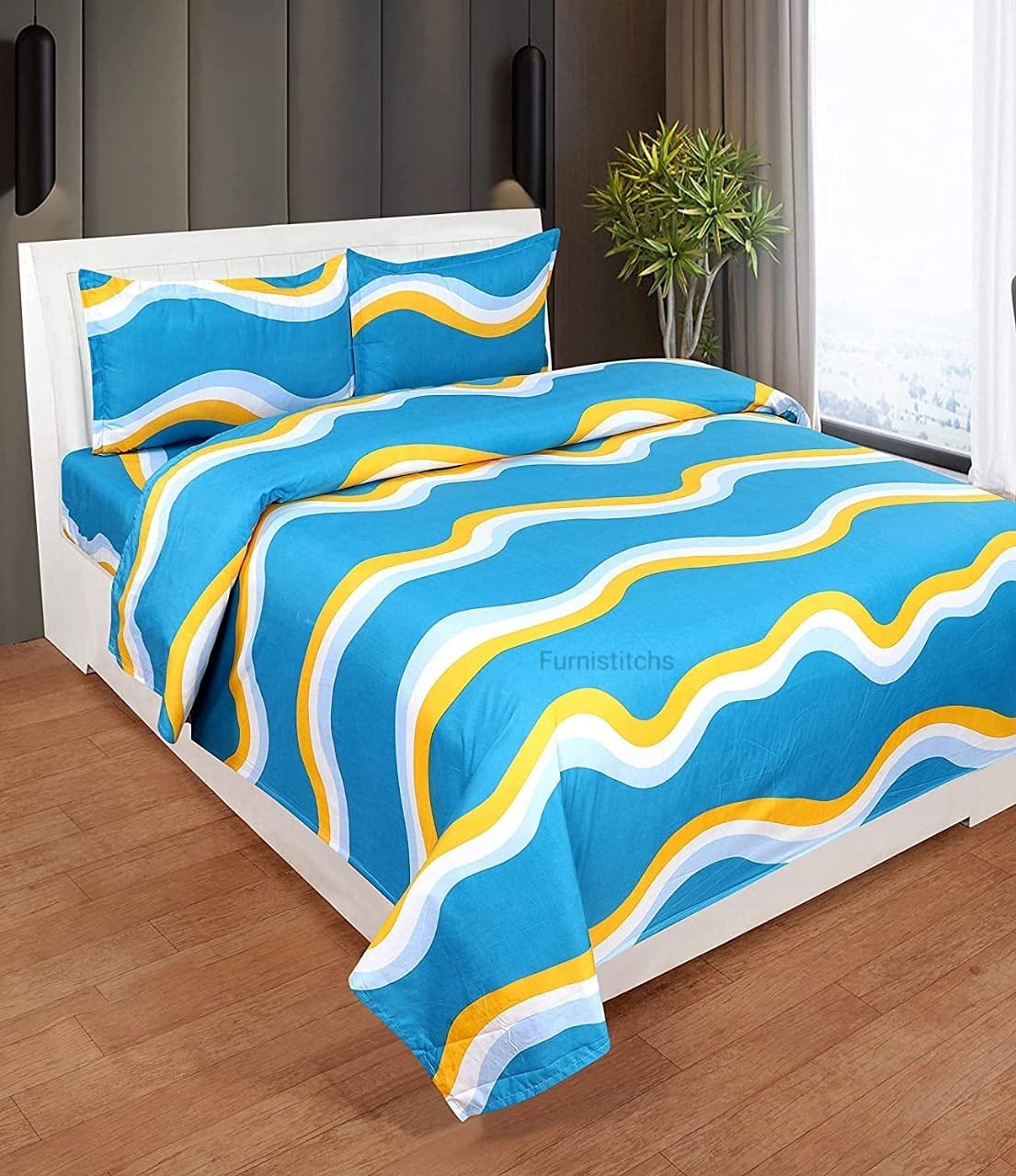 Furnistitchs Premium Glace Cotton Duvet Cover/Comforter/Rajai/Blanket/Quilt Cover (Single 60x90 Inches, Sea Waves)-image-36
