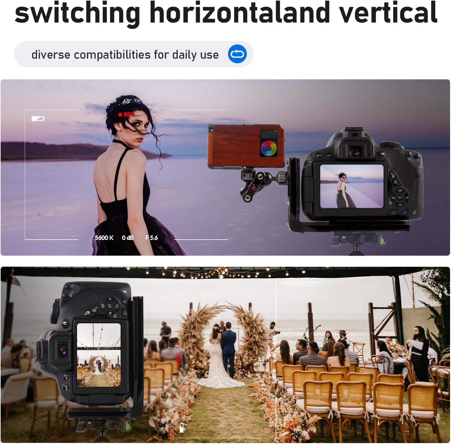 (Real Single one Piece) L Bracket Camera for DSLR Vertical Horizontal Switching Tripod Quick Release Plate Compatible with Canon Nikon Sony DJI Osmo Ronin Zhiyun Stabilizer Tripod Monopod - Image 5