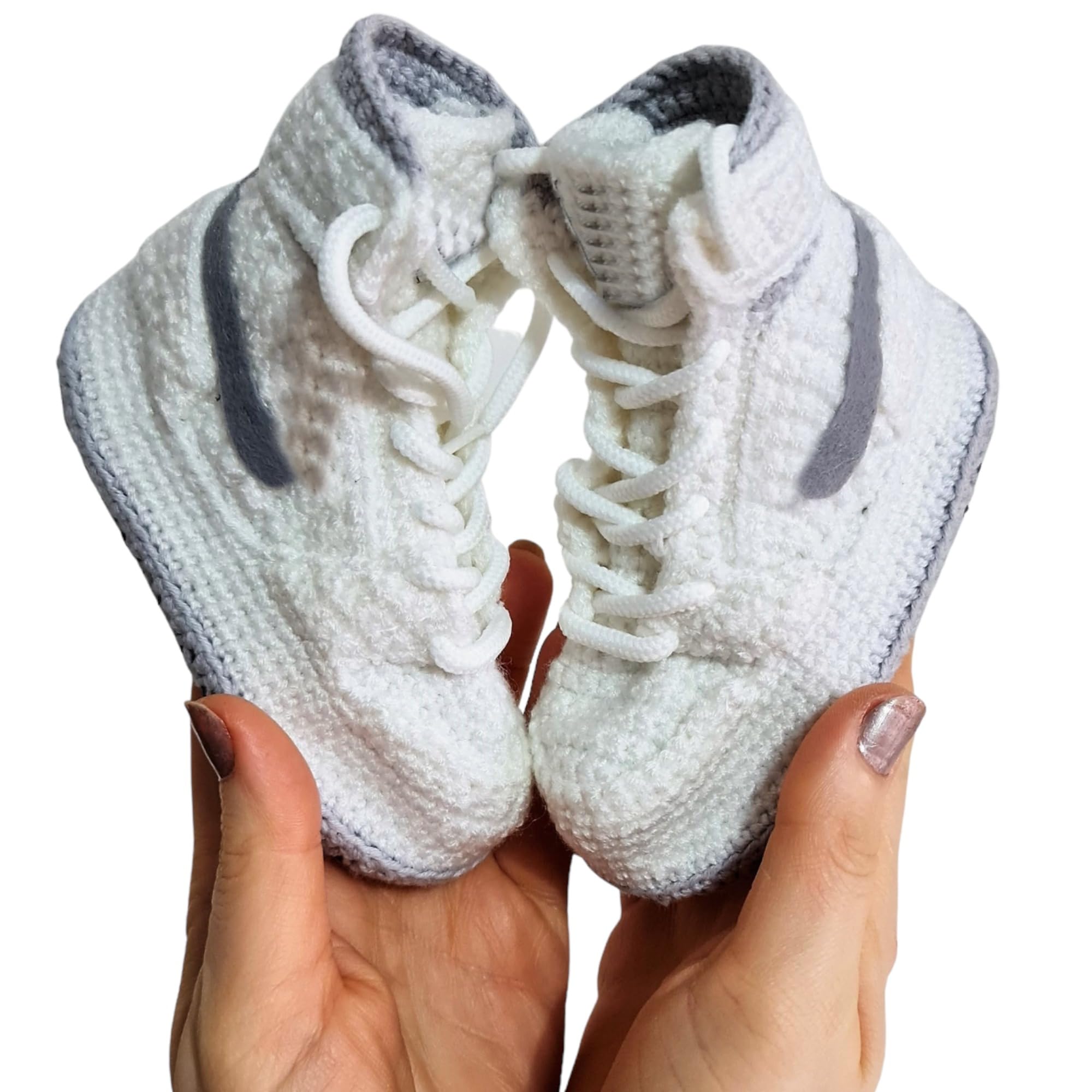 Baby individuell gestrickte Booties Grau, Basketball-Stil Krabbelschuhe für Neugeborene, Woll-Baumwoll-Hausschuhe, handgefertigte Lauflernschuhe, gemütliche warme Winter-Strick-Socken