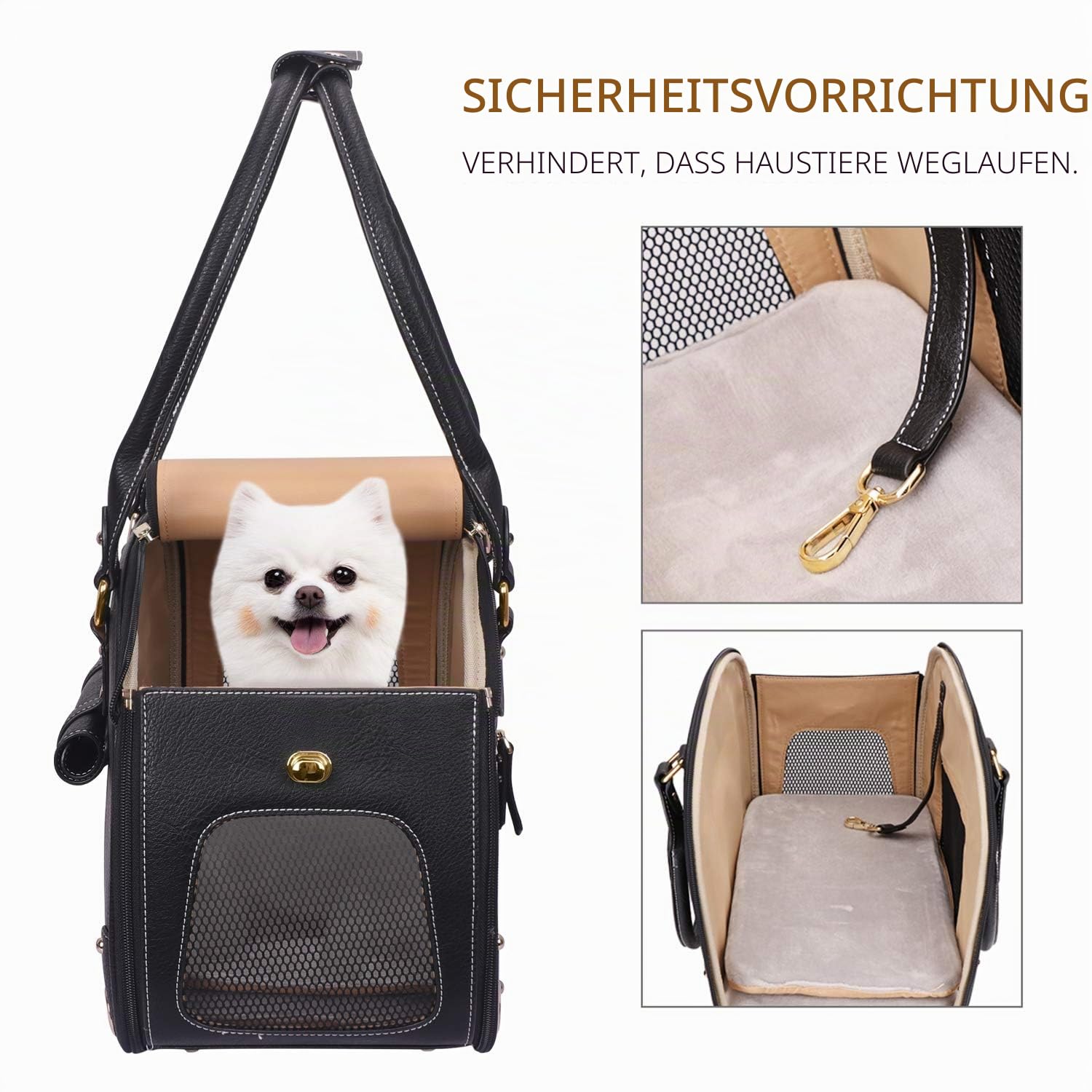 Hundetragetasche, Haustier-Tragetasche, Hundegeldbörse, faltbar, wasserdicht, Premium-PU-Leder, Haustier-Reisetasche, Tragetasche für Katzen und kleine Hunde, Zuhause und Outdoor, klein,
