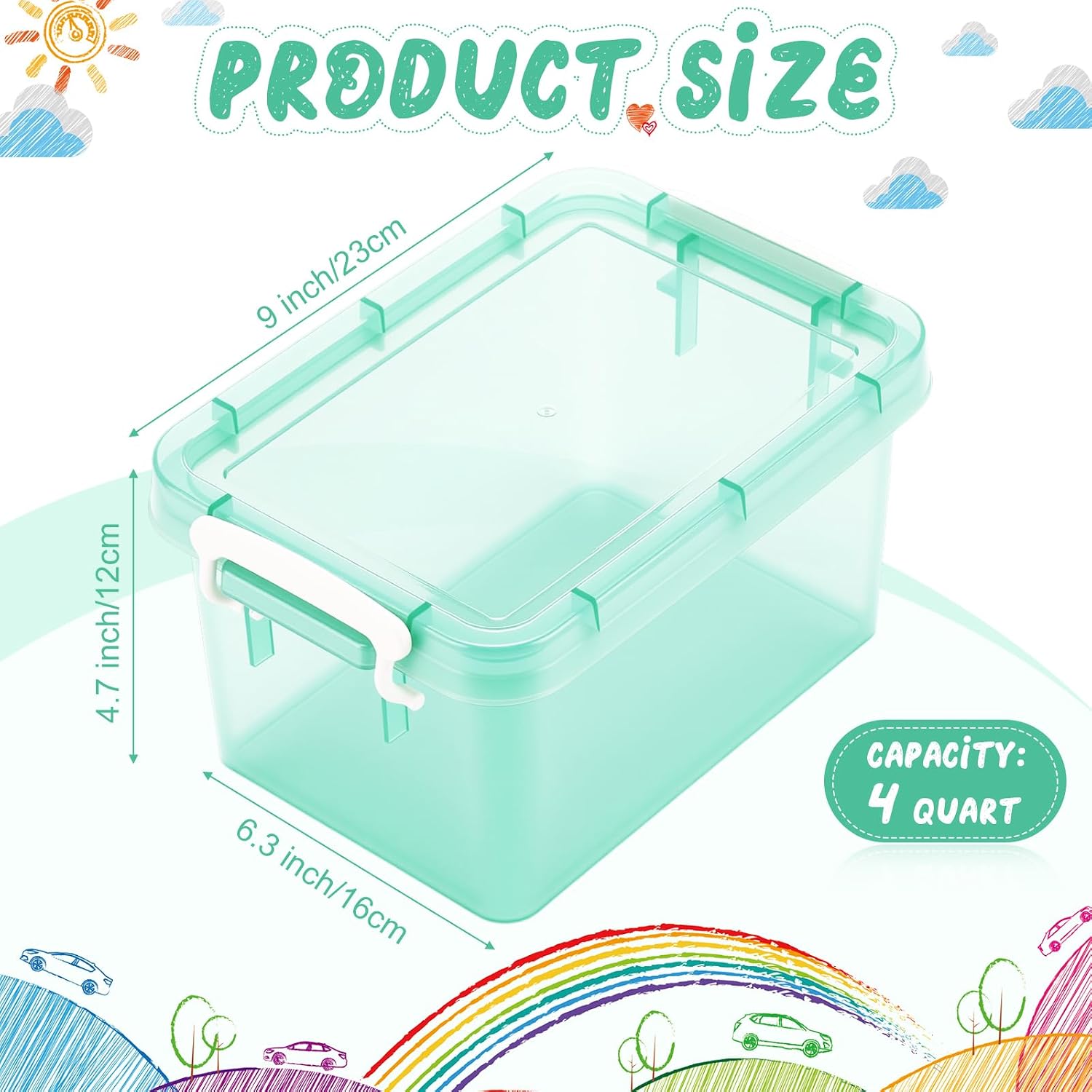Wenqik 6 Pack Colorful Plastic Storage Bins with Lids, Pastel image 2