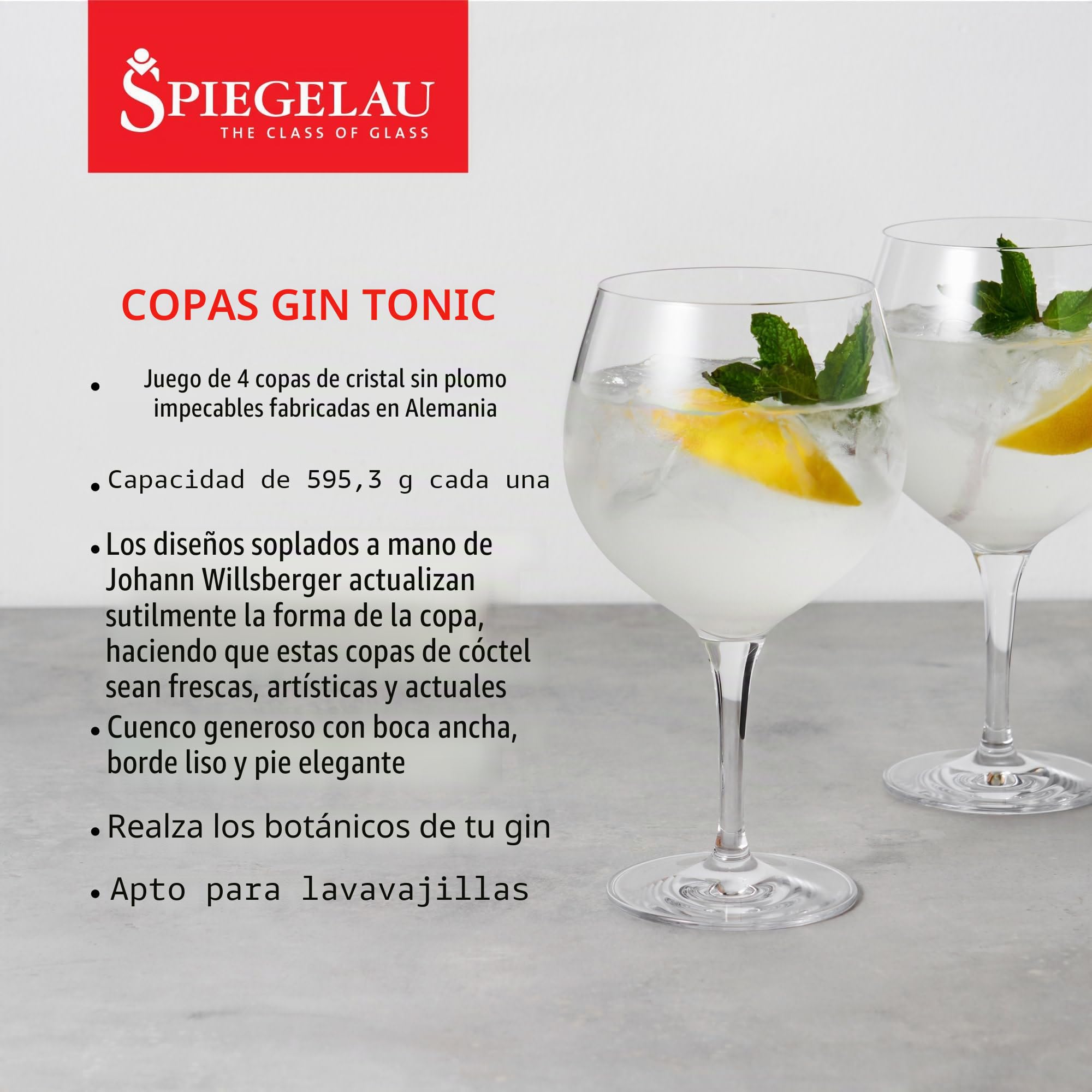 Spiegelau & Nachtmann, de 4 Piezas Gin Tonic de Juego de Vasos, Cristal, 360 ml, Special Glasses, 4390179