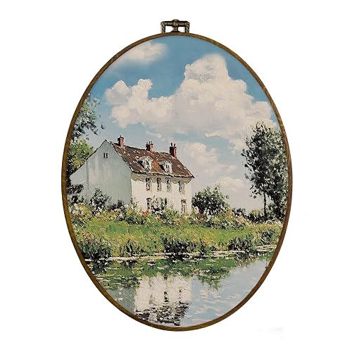 dvhdajed French Country Landscape Oval Wall Art Decor, Rustic Cottagecore