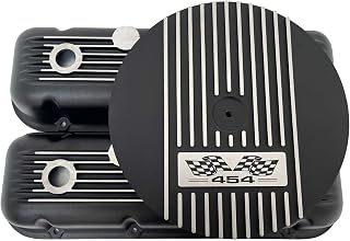 454 Big Block Chevy Finned Black Valve Covers & 13" Air Cleaner Kit