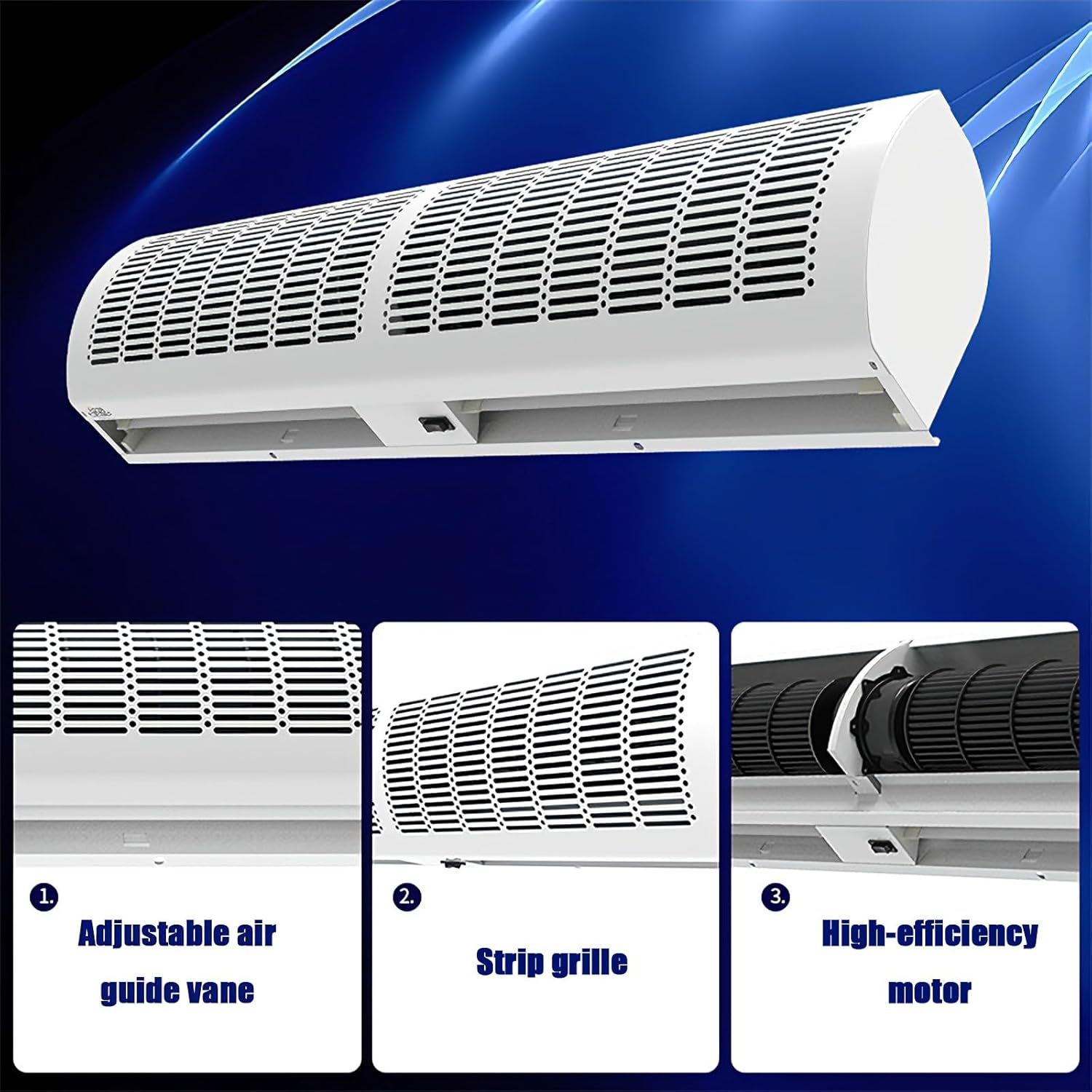 Heavy-Duty Wall-Mounted Commercial Air Fan, Energy-Saving Over-Door Fan for Entryways, Easy Installation Indoor Climate Control for Home, Restaurant, Garage, and Store - White 70.86 * 6.3 * 7.5