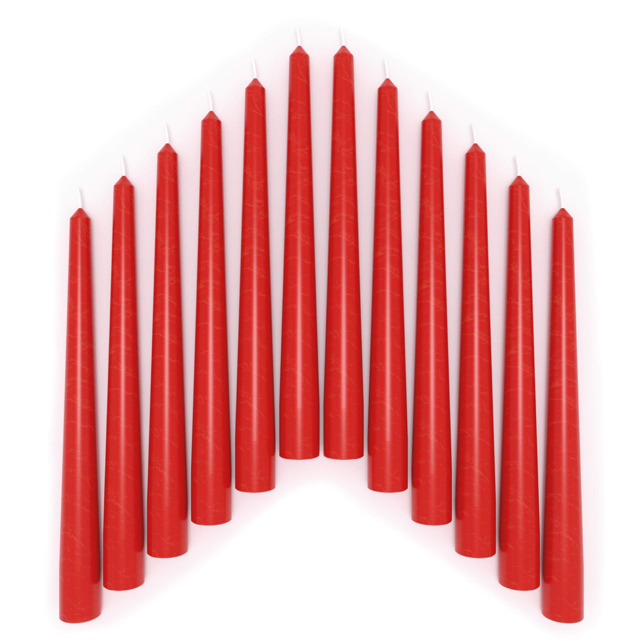 Sonedly 12 inch Taper Candle 12 Pack - Unscented Hand-Dipped Tapered Candles Long Burning Perfect for Home Interior - Dripless and Smokeless Tapered Candles for Home - 10-Hour Burning Red Candles