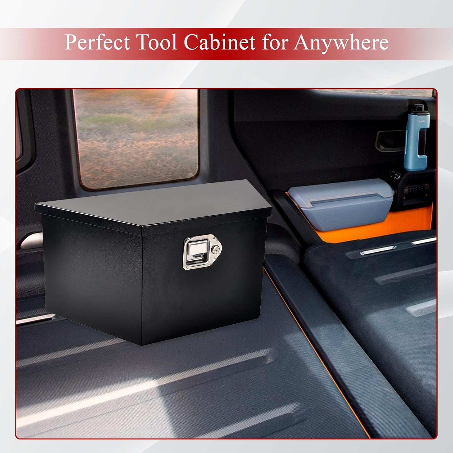26'' Inch Steel Trailer Tongue Truck Bed Tool Box Heavy Duty For Trailers, RV, ATV, Pickup Trucks, Flatbeds - 26 x 13.3 x 12 Inch Black
