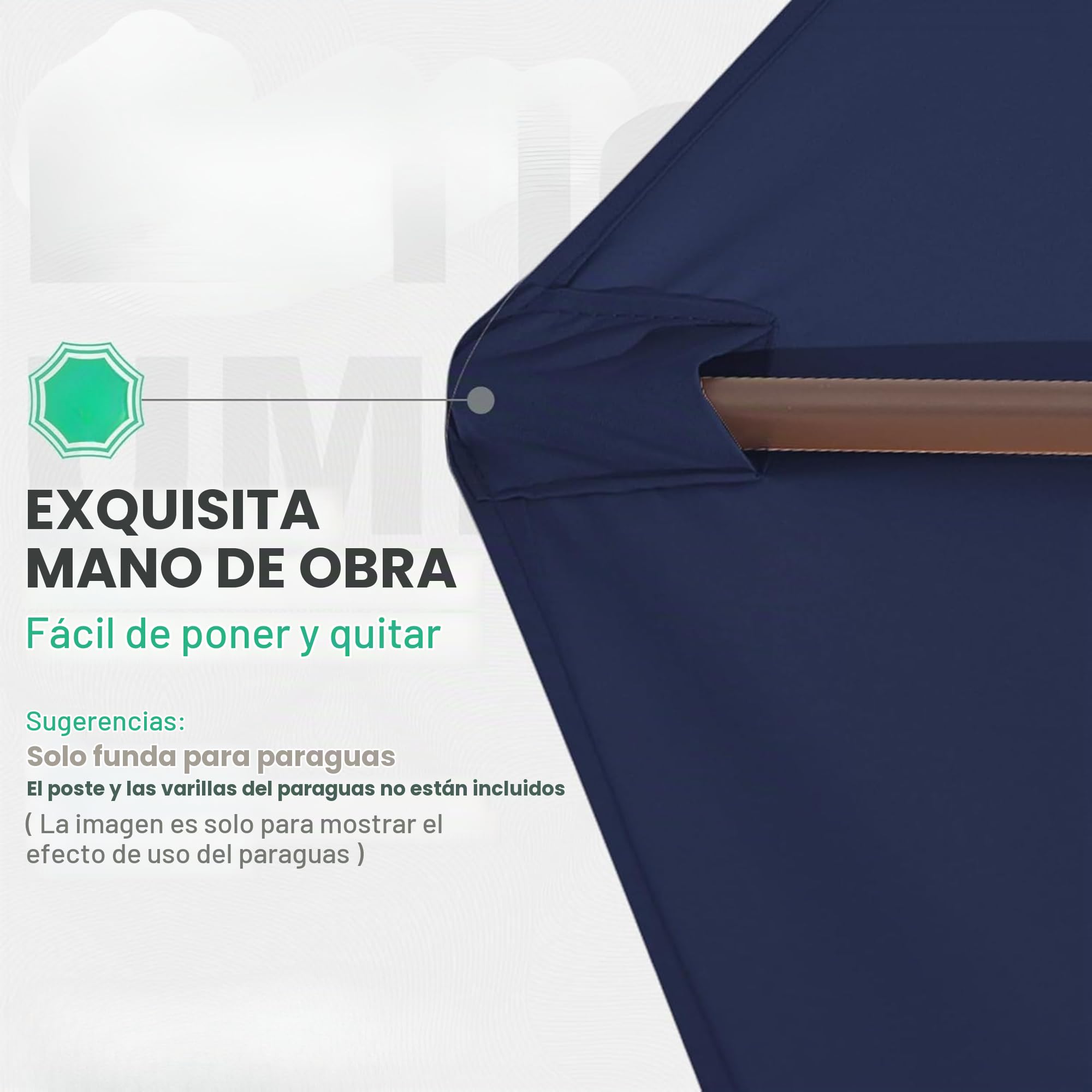 Tela Sombrilla 8 Varillas 3 Metros. Recambio Sombrilla 8 Varillas 3 Metros Resistente Y Grueso. Repuesto Parasol 3m Para Sombrillas De Terraza.
