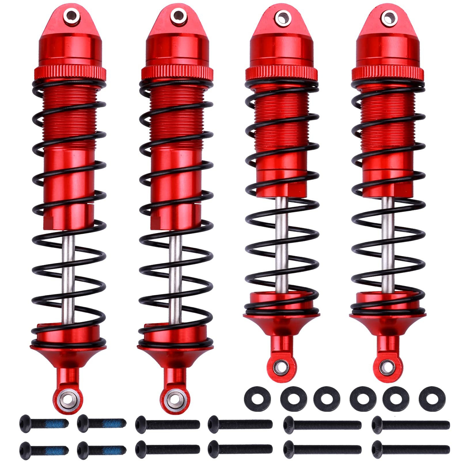 HobbyPark Aluminum Shocks for Arrma 1/10 Granite 4x4 Bigrock Senton Typhon 3s 6s Blx Shock Absorber Assembled Front & Rear, Replacement of AR330550 AR330551 (Set of 4) (Red)
