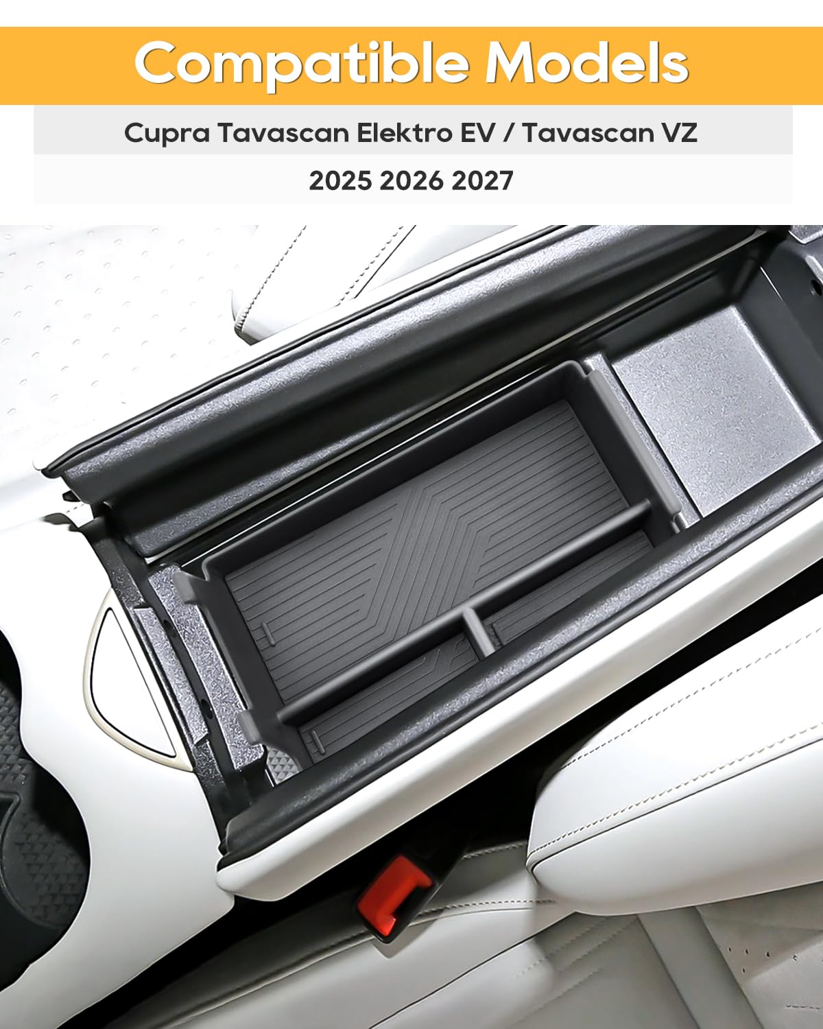 YEE PIN Compatibile con Cupra Tavascan 2025 2026, contenitore per console centrale, bracciolo centrale, vano portaoggetti, organizer con tappetino antiscivolo, per Tavascan VZ EV 2026 2027 accessori